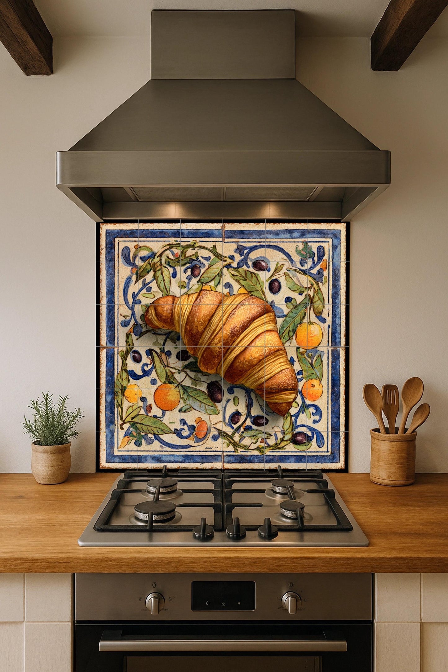Mediterránea mit diseño von Croissant — Fliesen-Wandbild aus Keramik · Rustikale Bauernhaus-Kunst