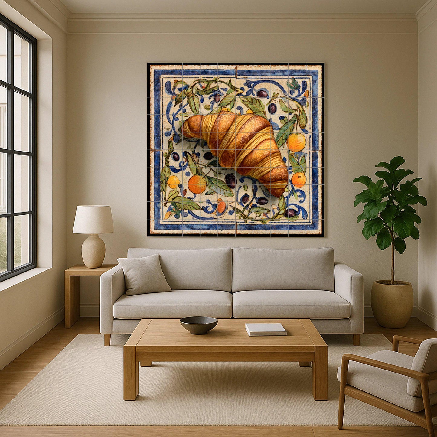 Mediterránea mit diseño von Croissant — Fliesen-Wandbild aus Keramik · Rustikale Bauernhaus-Kunst