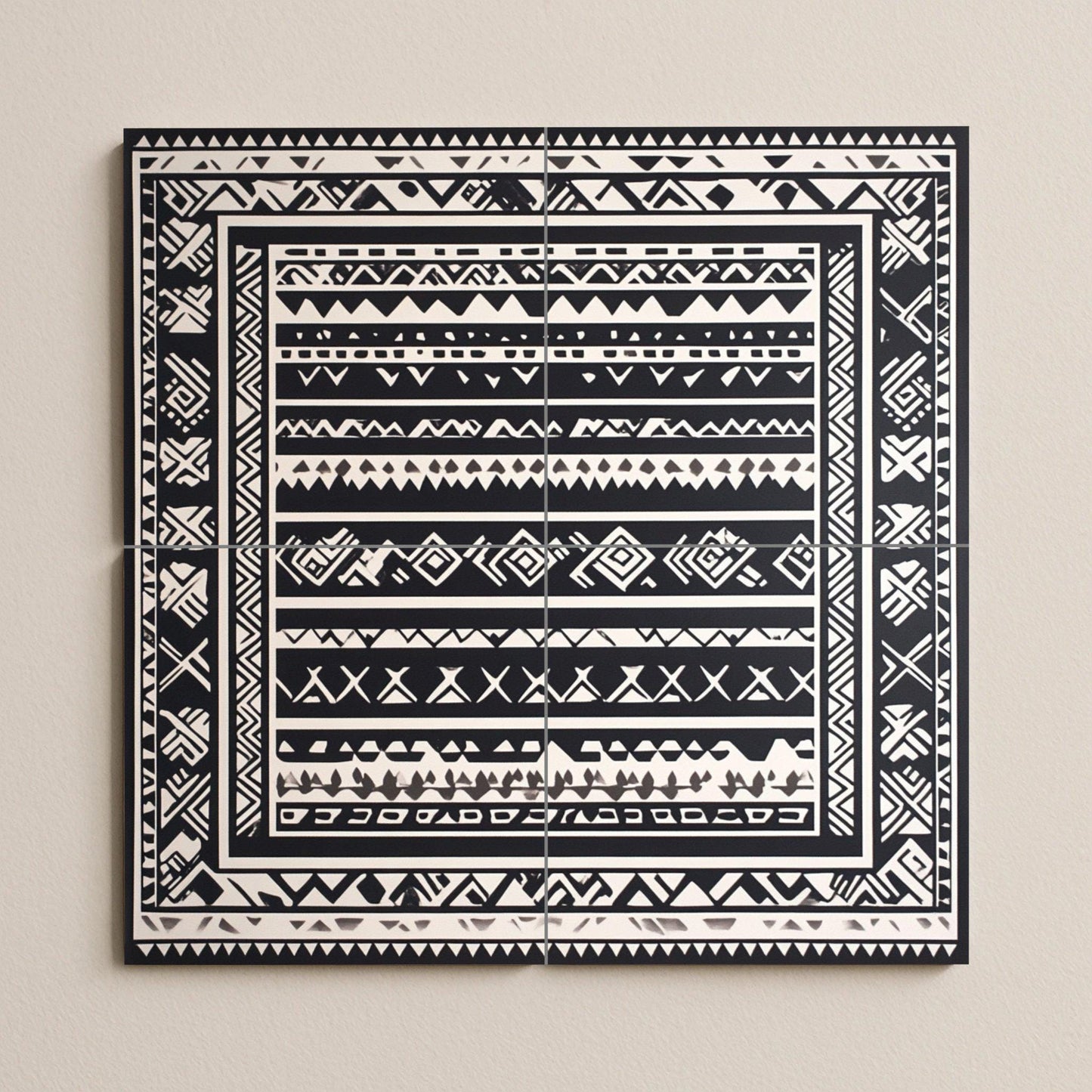 Mapuche — Fresque Murale en Carreaux de Céramique · Art Populaire et Ornemental