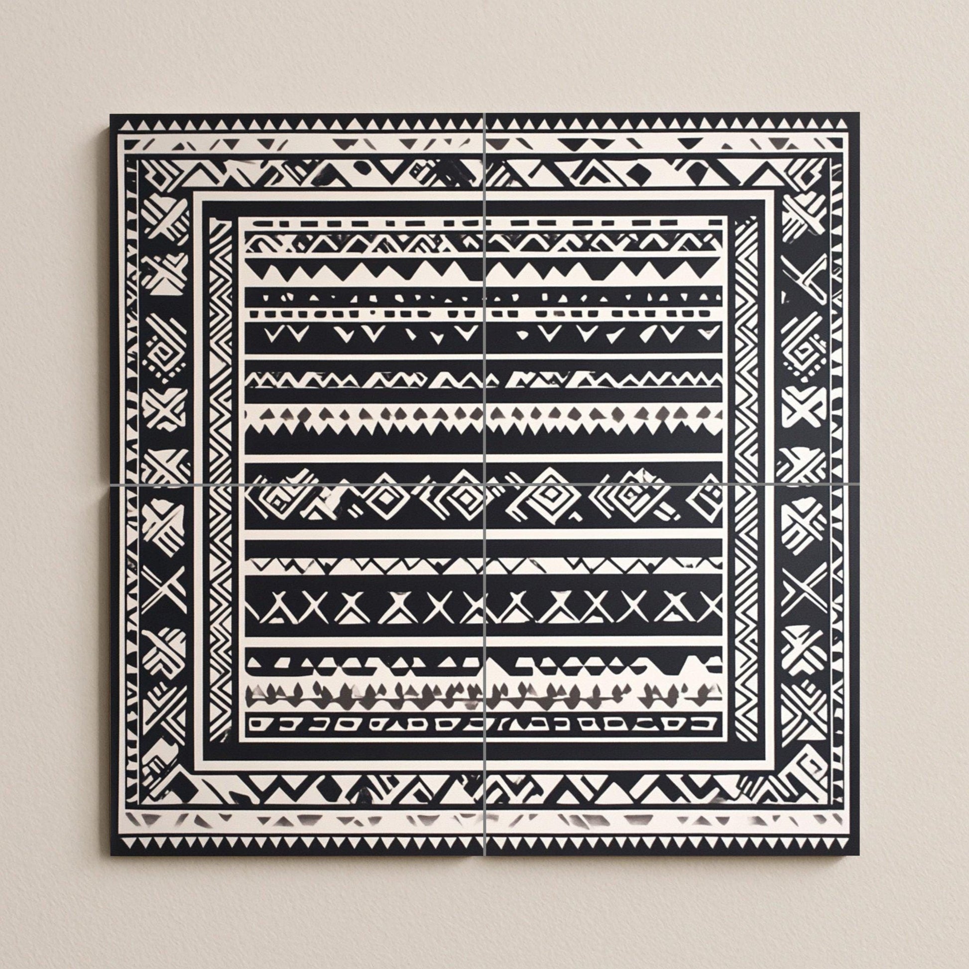 Mapuche — Fresque Murale en Carreaux de Céramique · Art Populaire et Ornemental