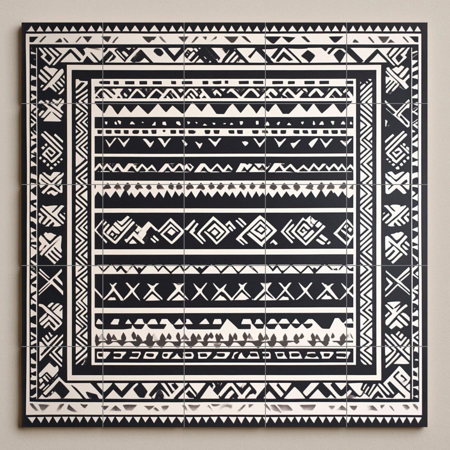 Mapuche — Fresque Murale en Carreaux de Céramique · Art Populaire et Ornemental