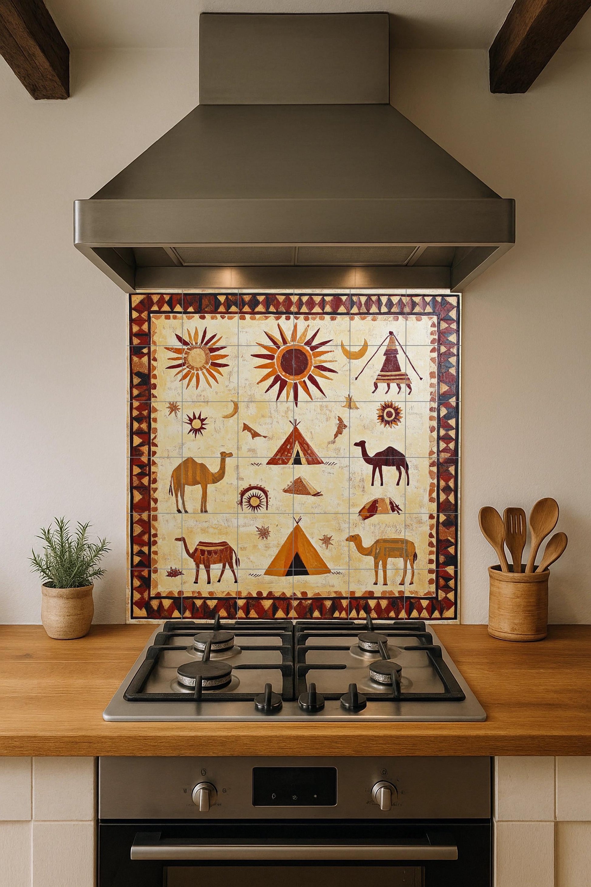 Désert de Mauritania — Fresque Murale en Carreaux de Céramique · Décor Jardin et Nature