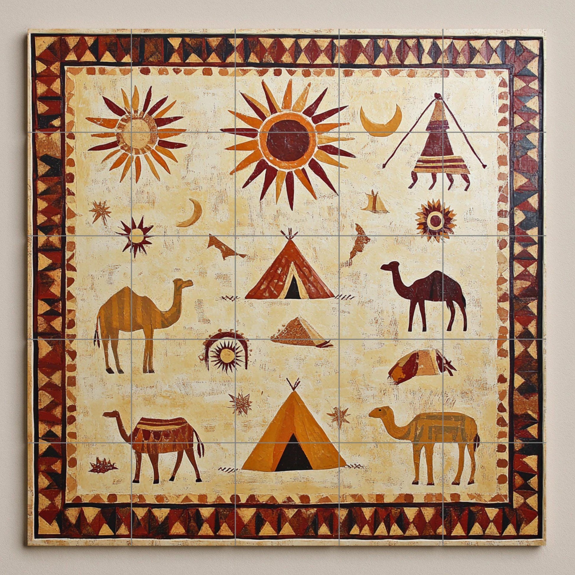 Désert de Mauritania — Fresque Murale en Carreaux de Céramique · Décor Jardin et Nature