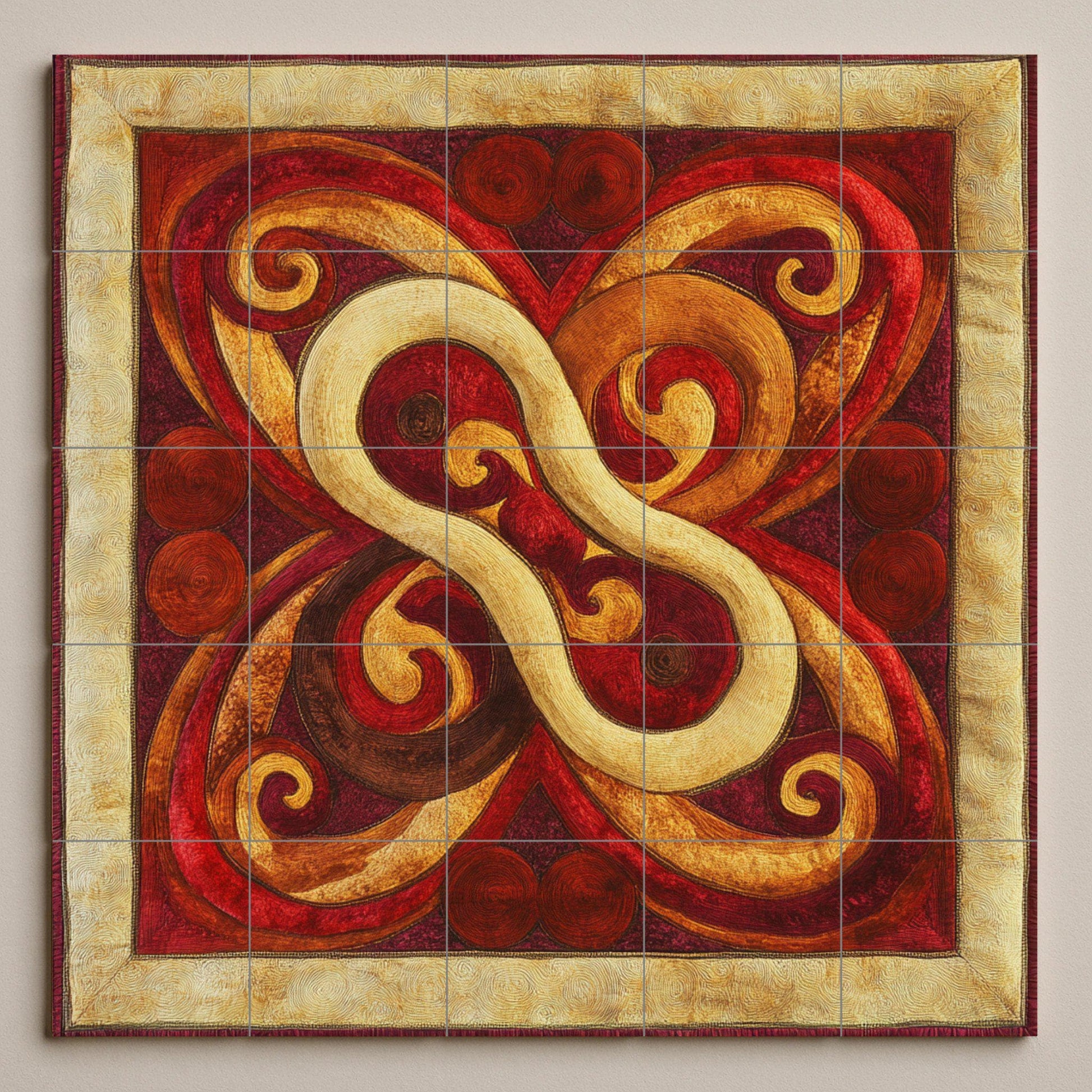Ceramic Tile Mural: Knot mongol — Folk-Art Décor
