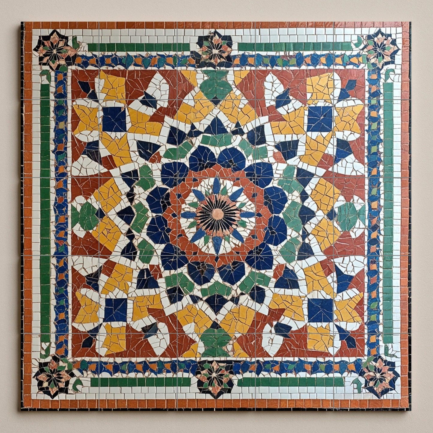 Fresque en Carrelage Marocain avec Mosaïque zellige — Décor d'Art Populaire