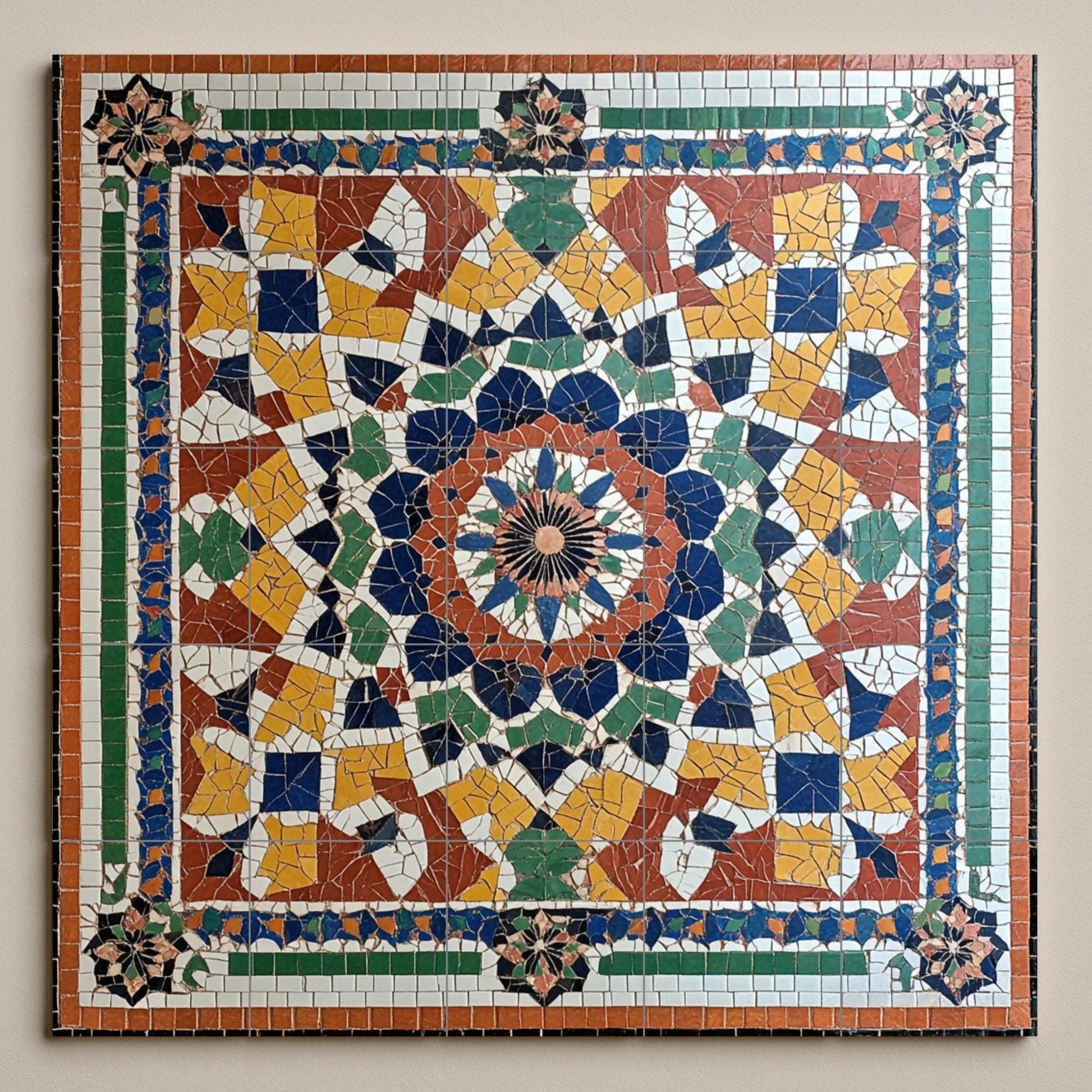 Fresque en Carrelage Marocain avec Mosaïque zellige — Décor d'Art Populaire