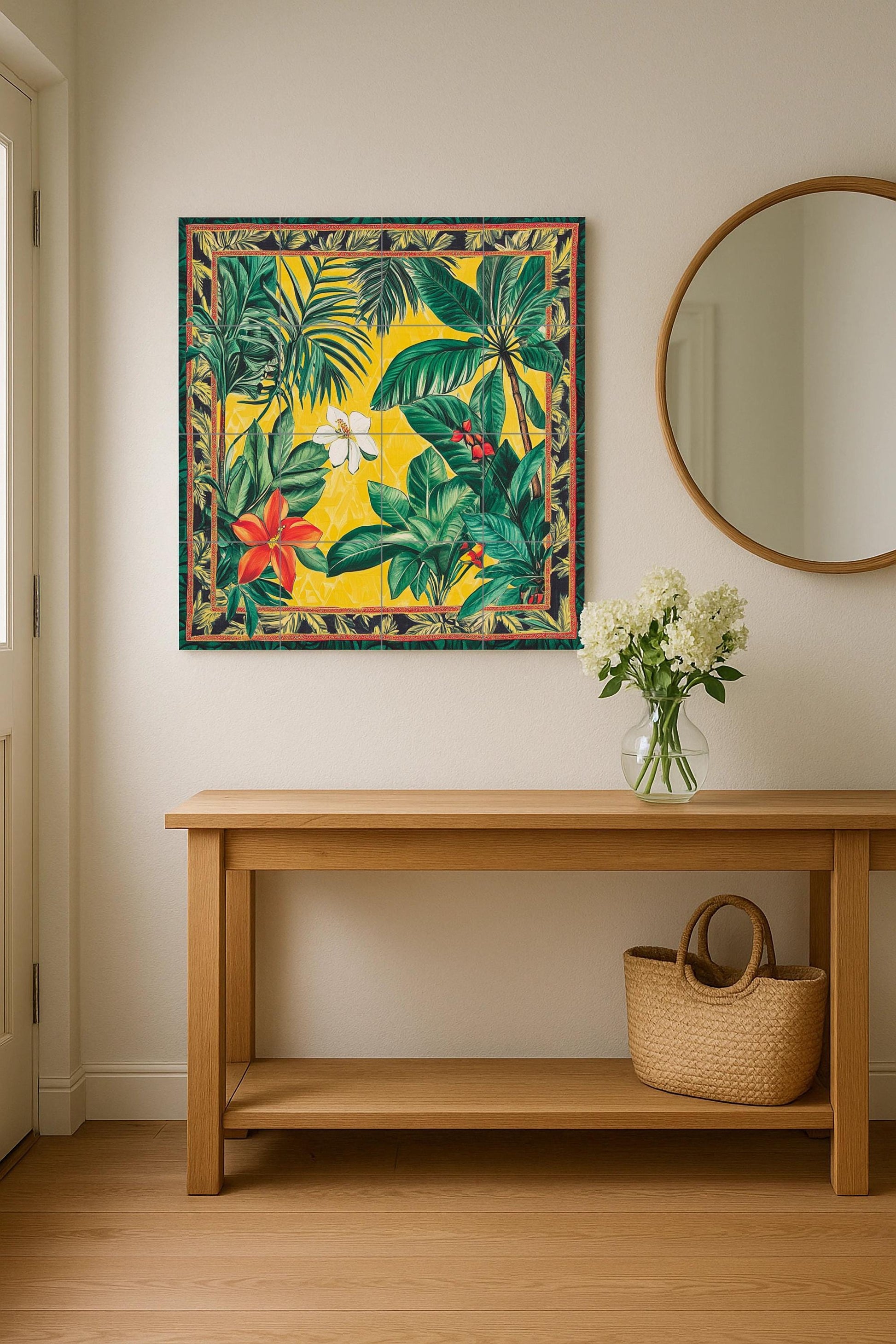 Cerámica brasileña con flores tropicales — Art Mural Nature, Art Mural en Céramique