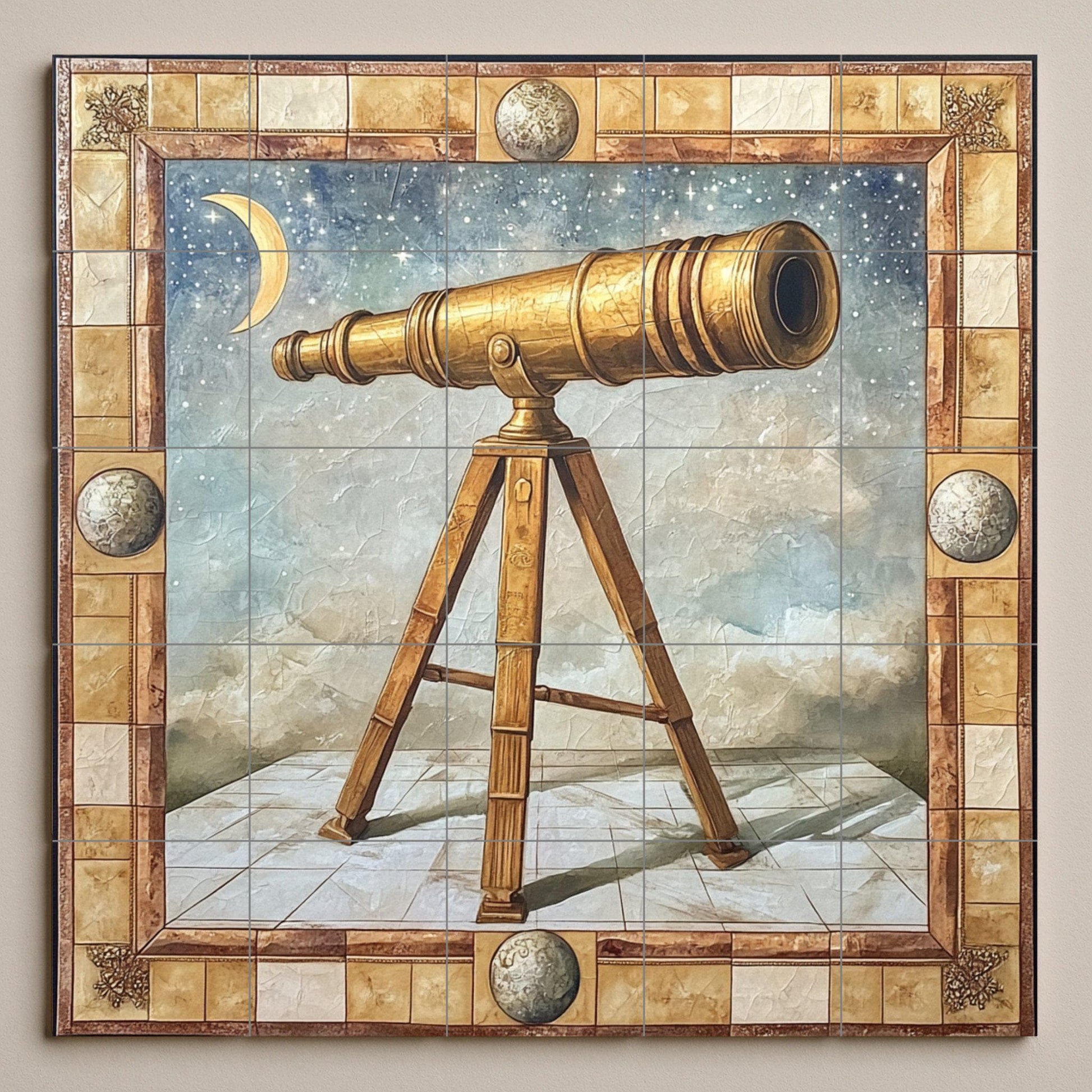 Cerámica avec telescopio Doré · Fresque Céramique — Fresque à Motifs Décoratifs