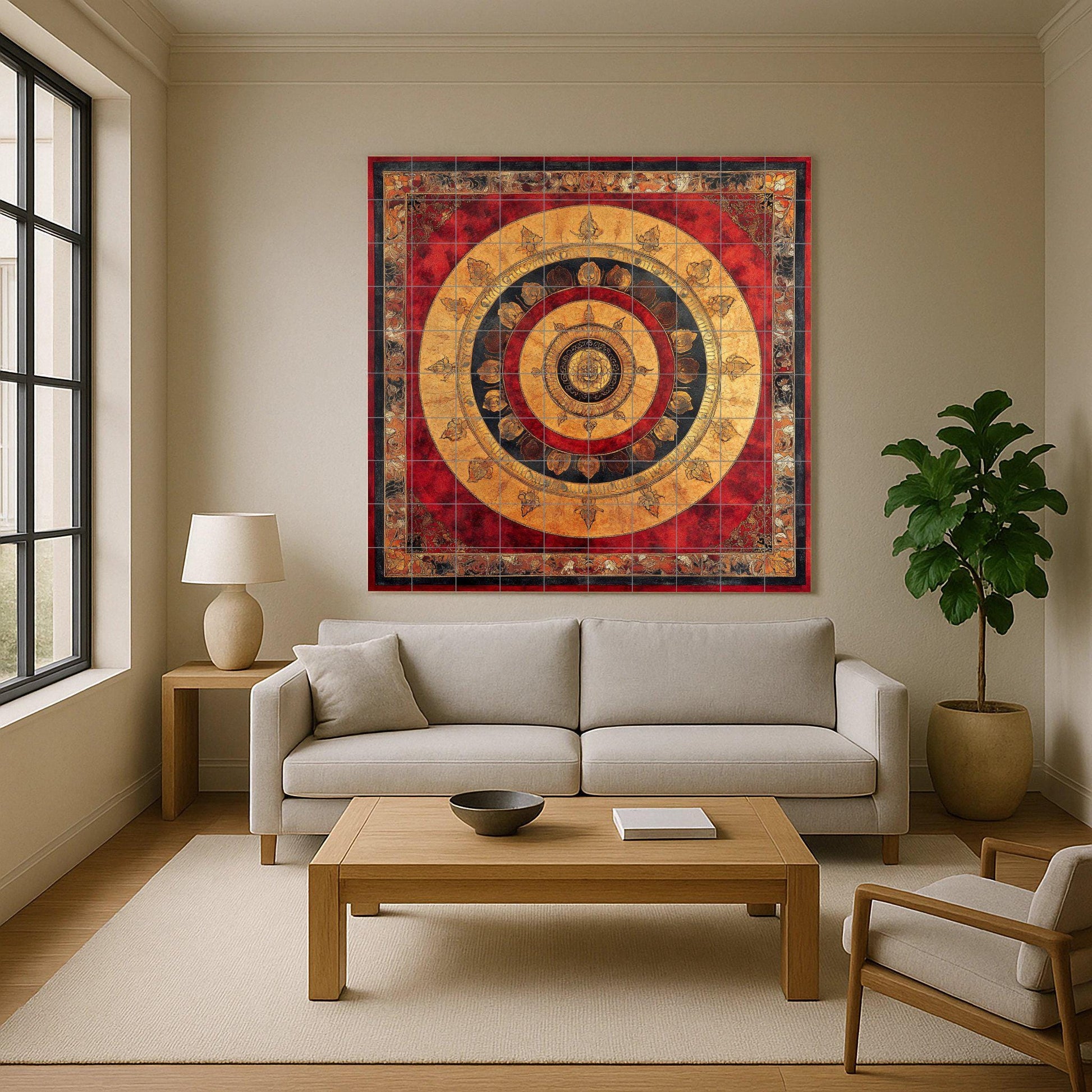 Mandala nepalí — Devotional Tile Art · Ceramic Tile Mural