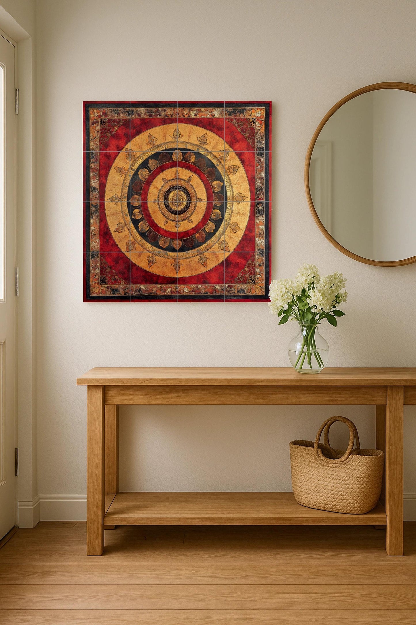 Mandala nepalí — Devotional Tile Art · Ceramic Tile Mural