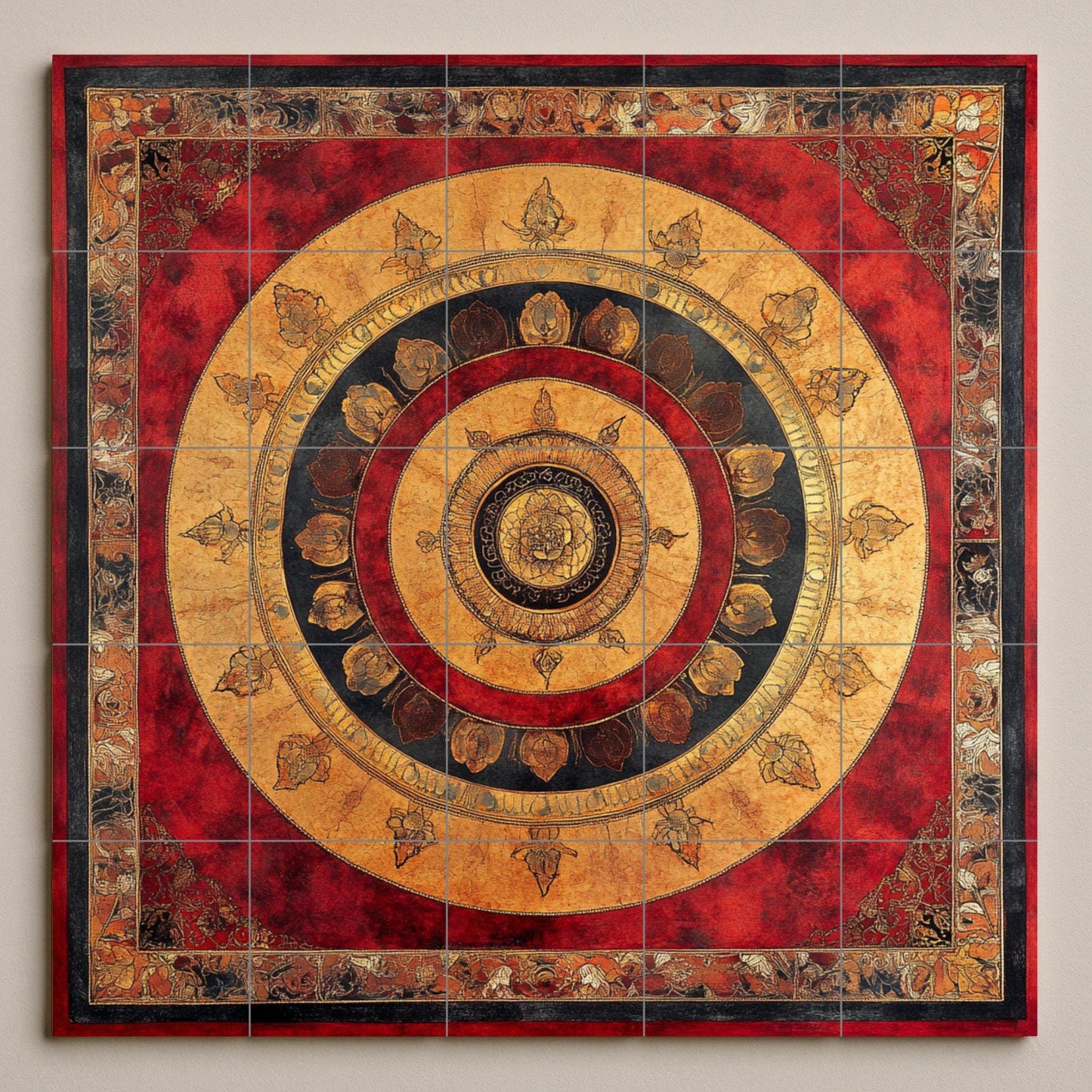 Mandala nepalí — Devotional Tile Art · Ceramic Tile Mural