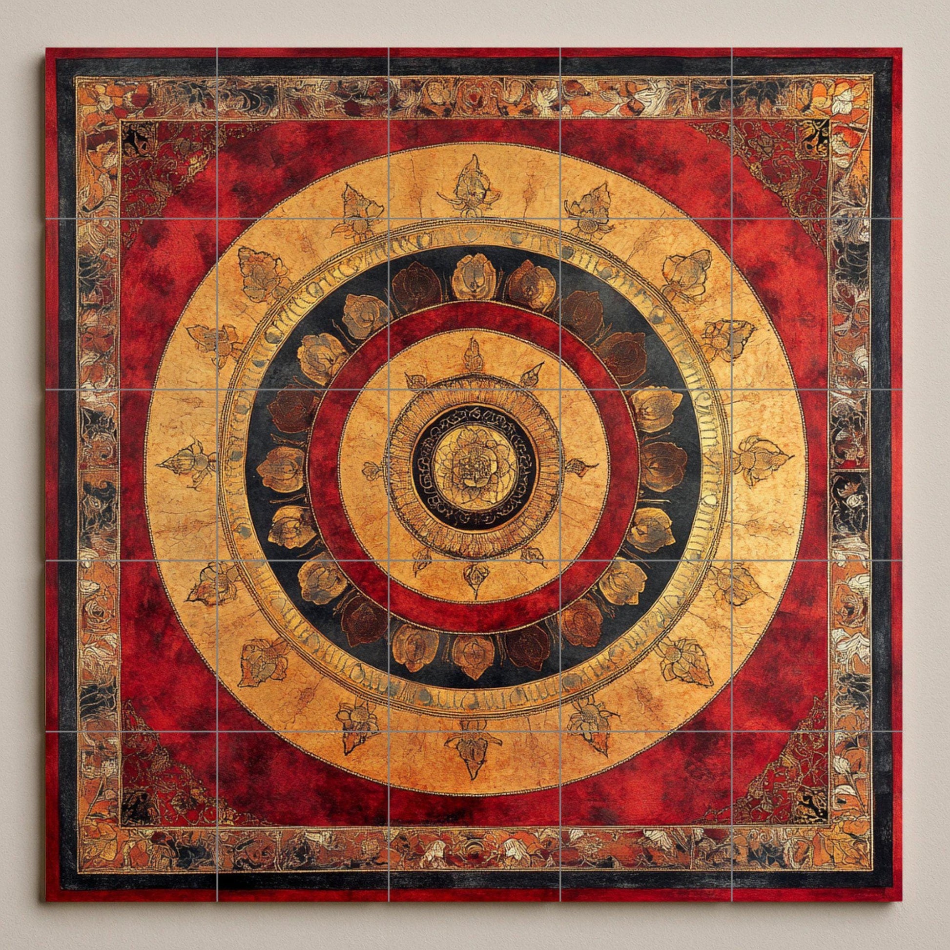 Mandala nepalí — Devotional Tile Art · Ceramic Tile Mural