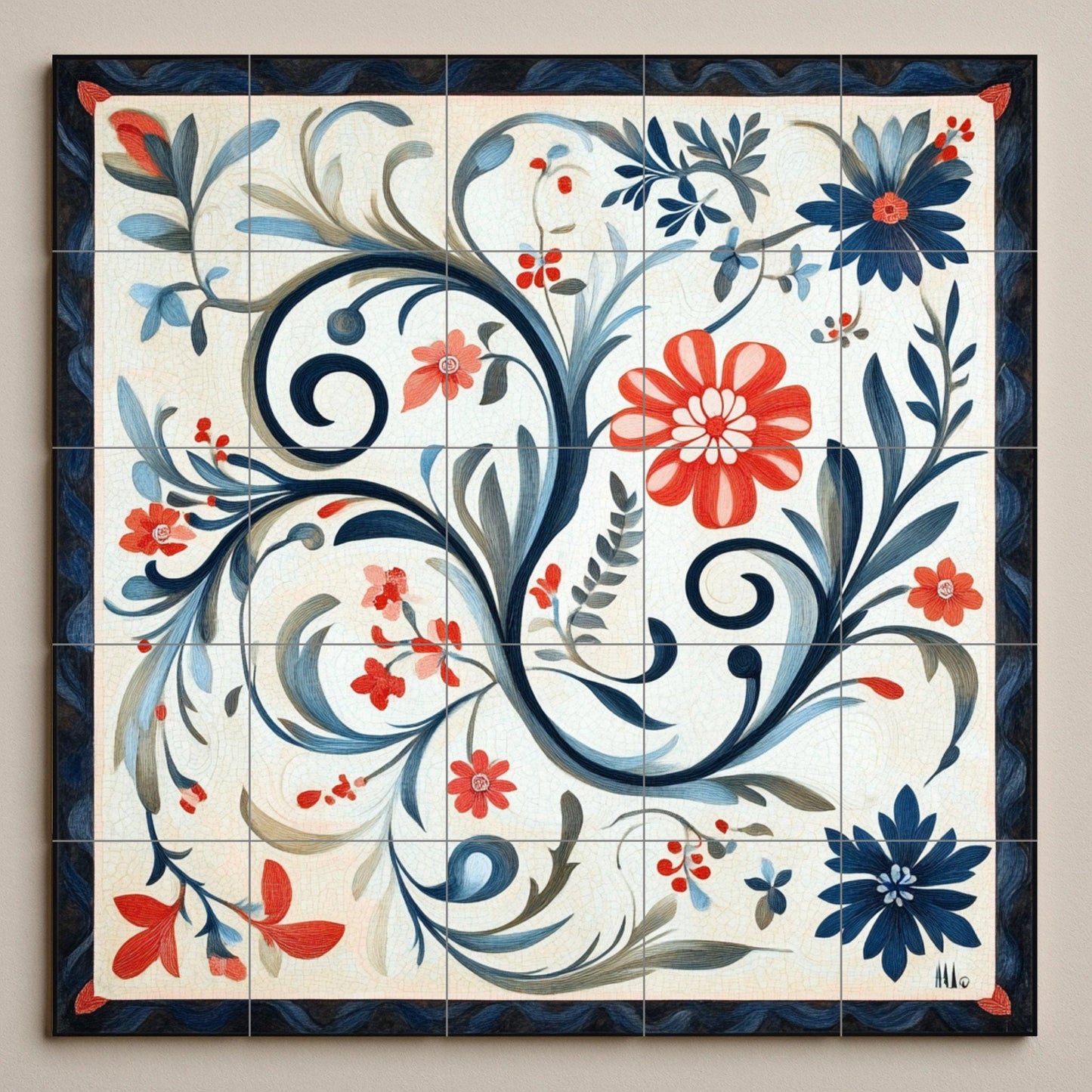 Noruego Rosemaling — Mythology Wall Art · Ceramic Tile Mural