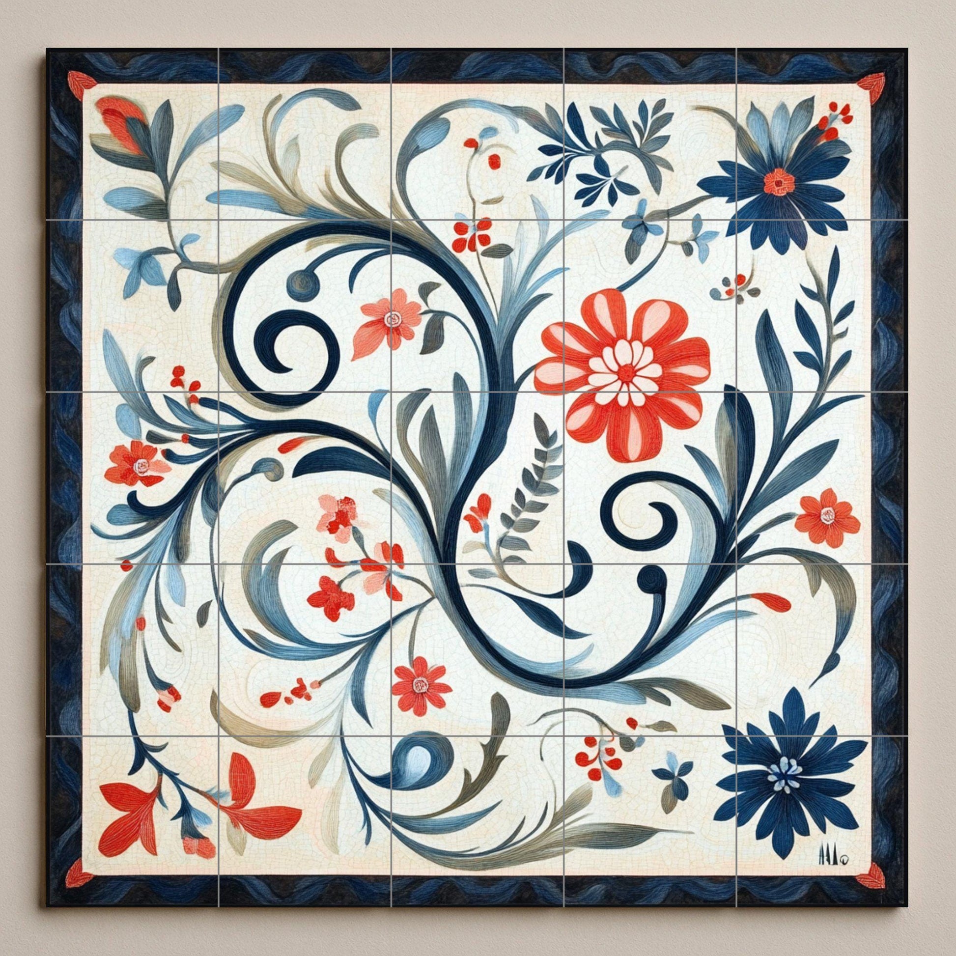 Noruego Rosemaling — Mythology Wall Art · Ceramic Tile Mural