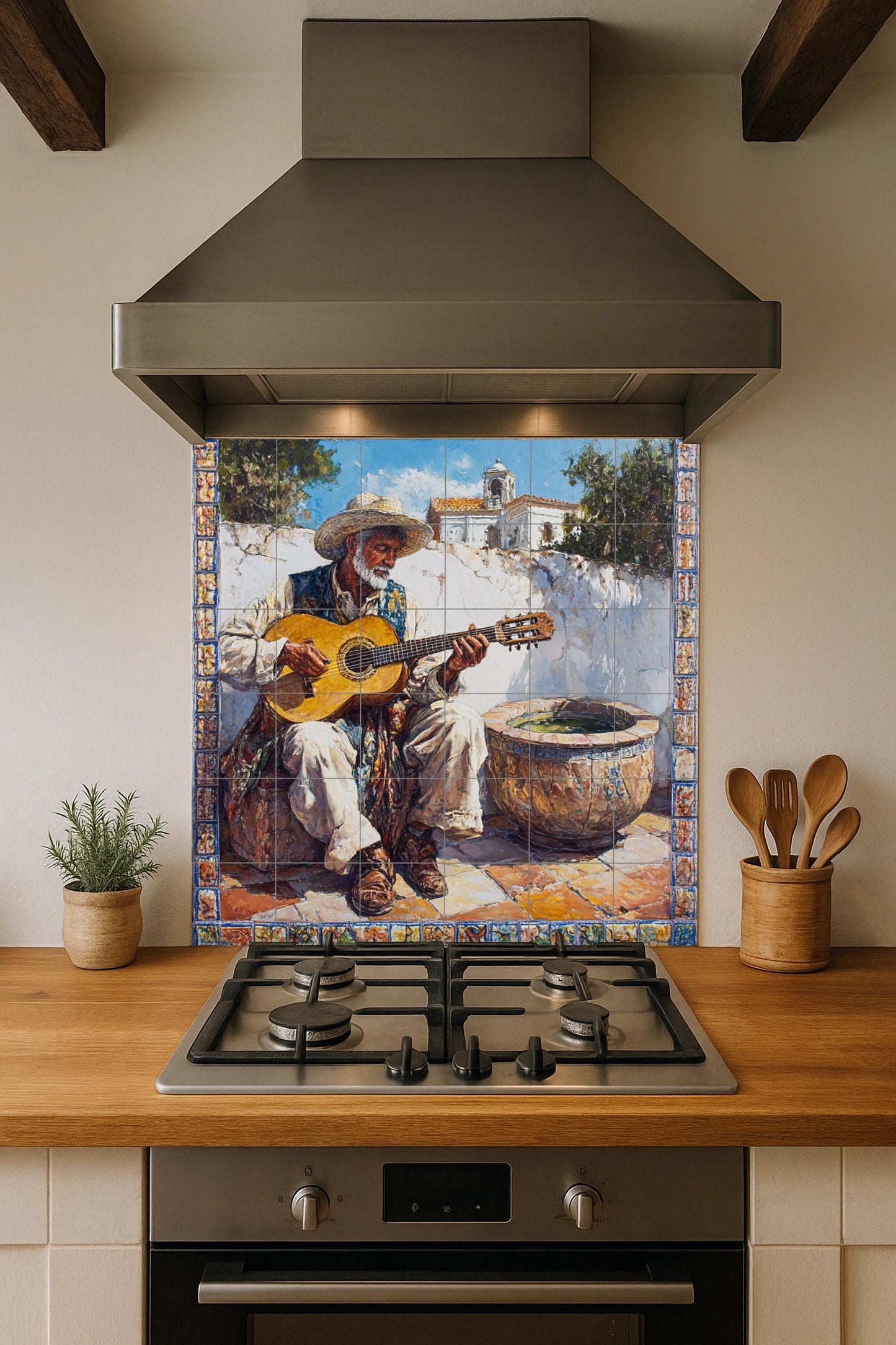 Mural de cerámica flamenca andaluza
