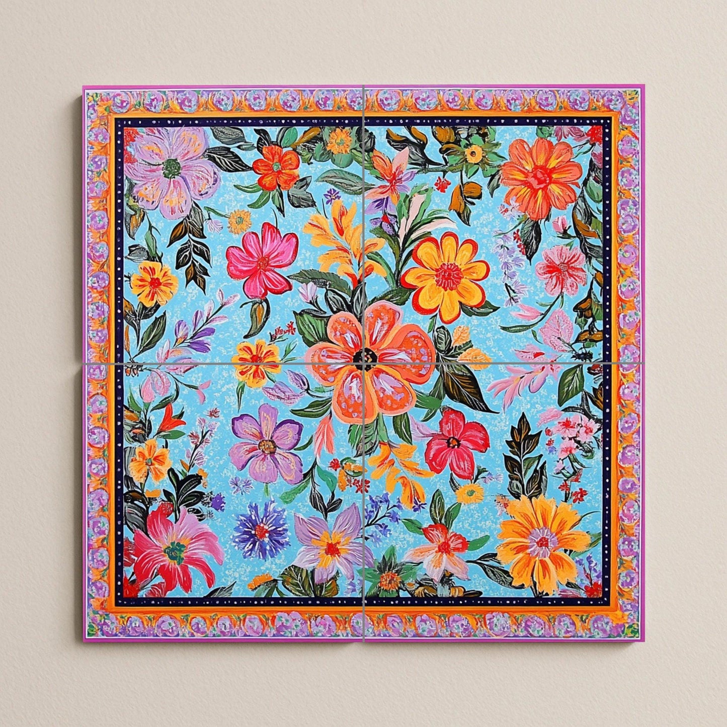 Ceramic Tile Mural: Art Pakistani with camiones — Garden & Scenery Décor