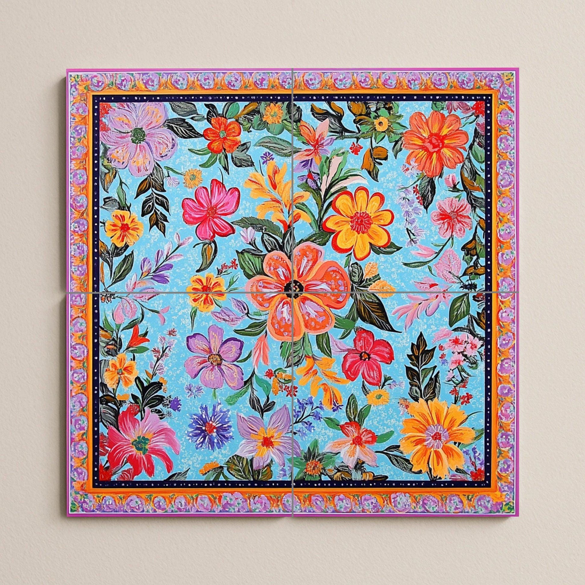 Ceramic Tile Mural: Art Pakistani with camiones — Garden & Scenery Décor