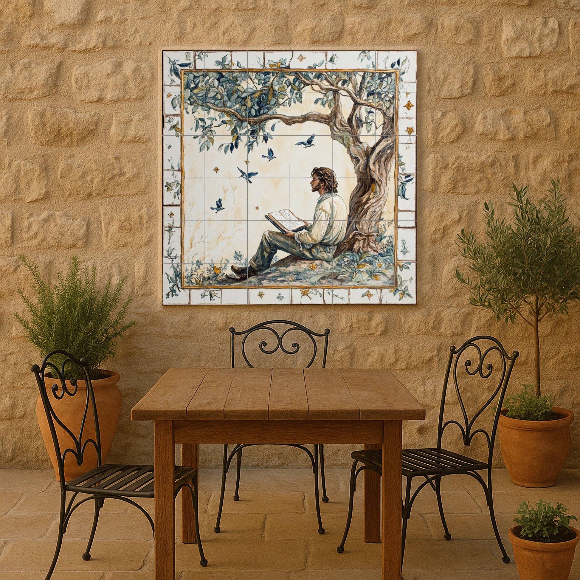 Literario · Murale Ceramico — Decoro di Leggenda Antica