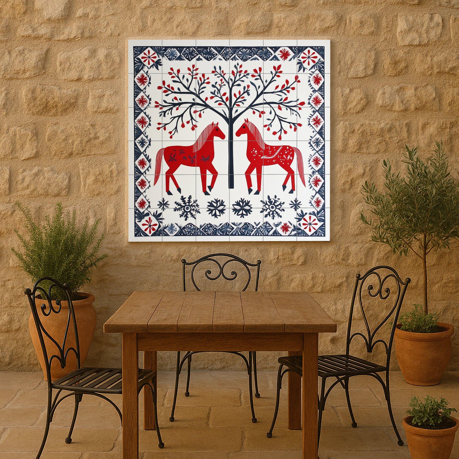 Cerámica folklórico Scandinavian · Ceramic Wall Mural — Ancient Legend Décor