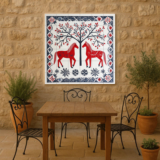 Cerámica folklórico Scandinavian · Ceramic Wall Mural — Ancient Legend Décor