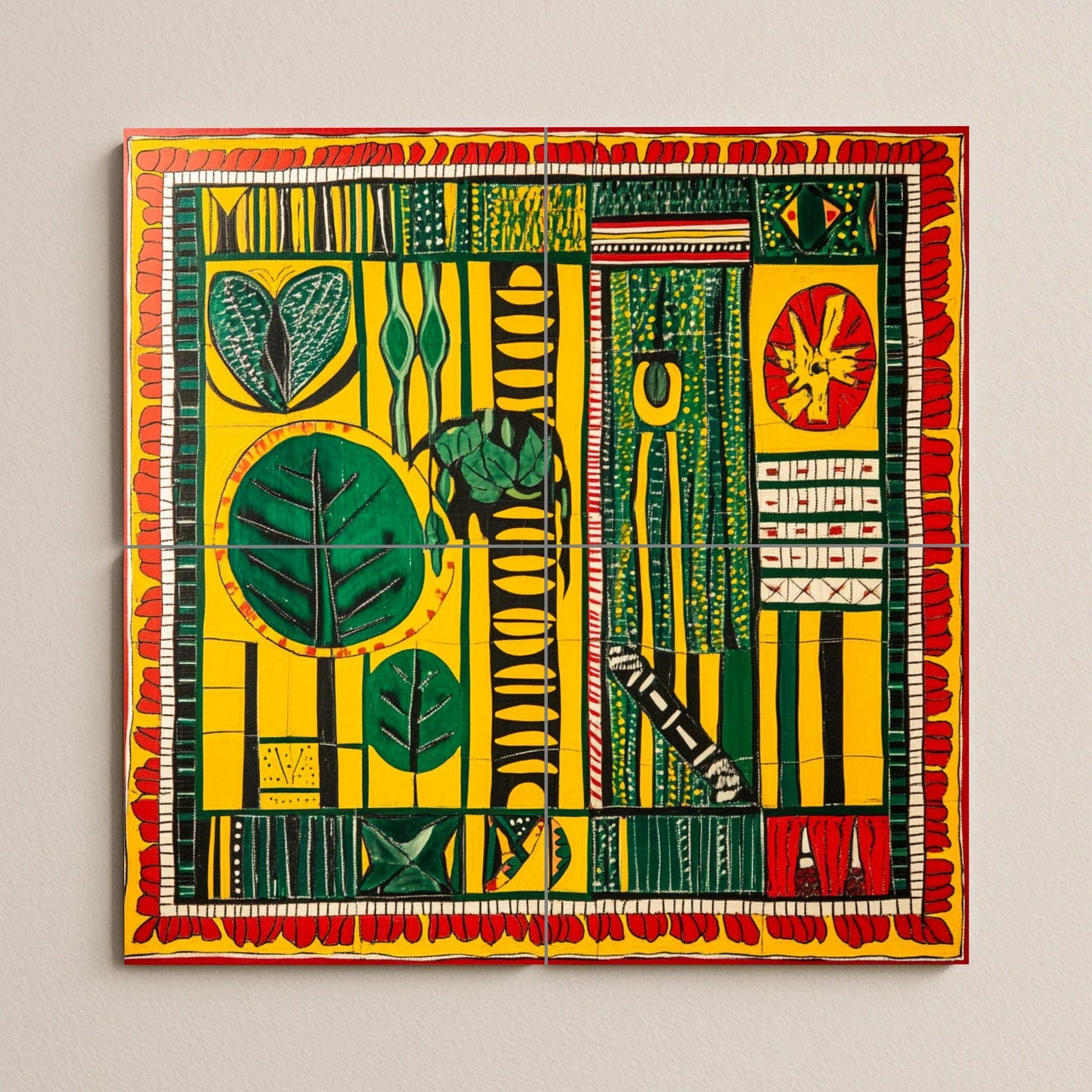 Tela de cera senegalesa — Fresque à Motifs Décoratifs, Art Mural en Céramique