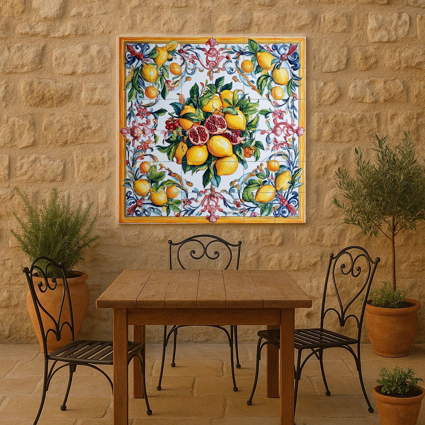 Majolique siciliana · Fresque Céramique — Décor Mural Culinaire
