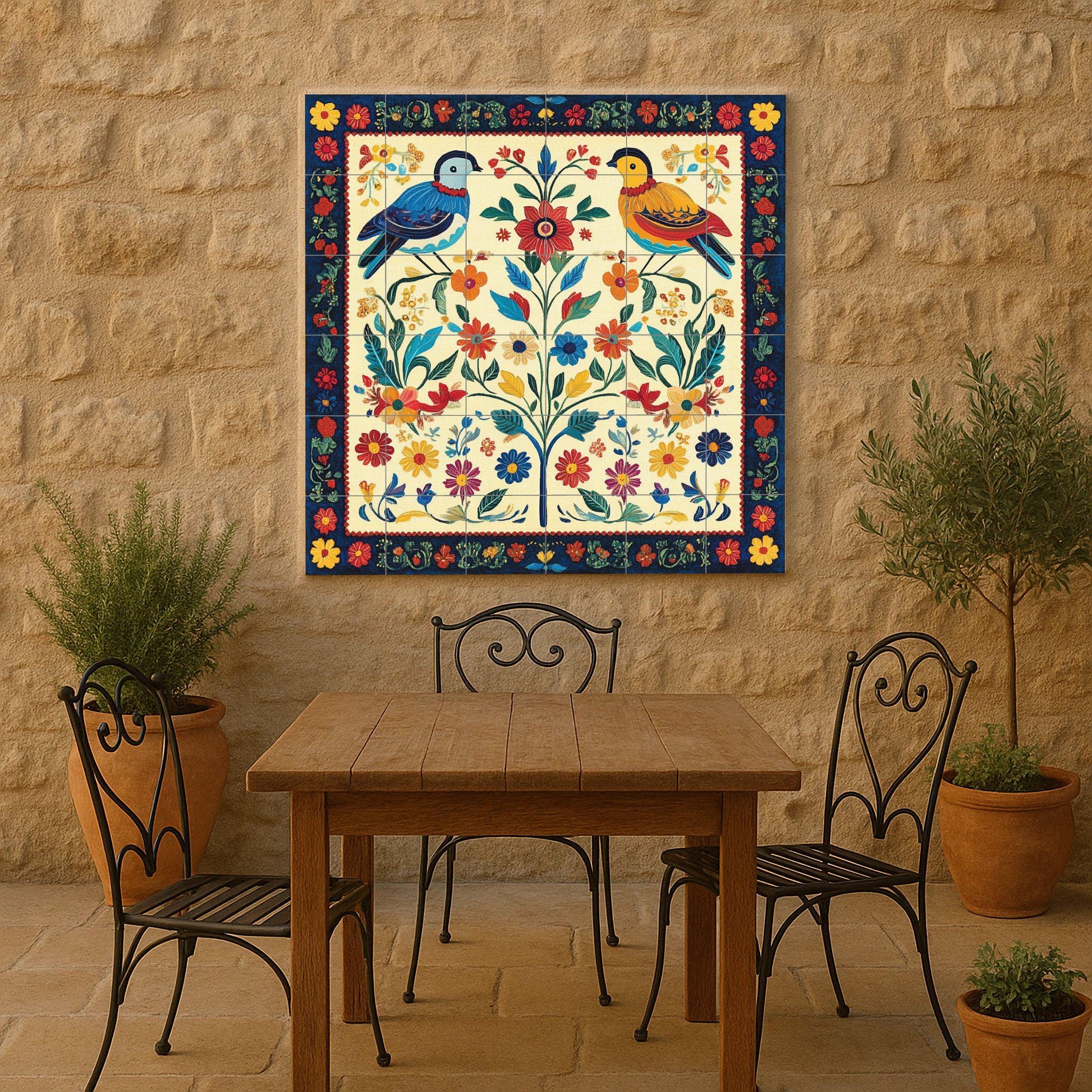 Folk eslovaco · Ceramic Wall Mural — Garden & Scenery Décor