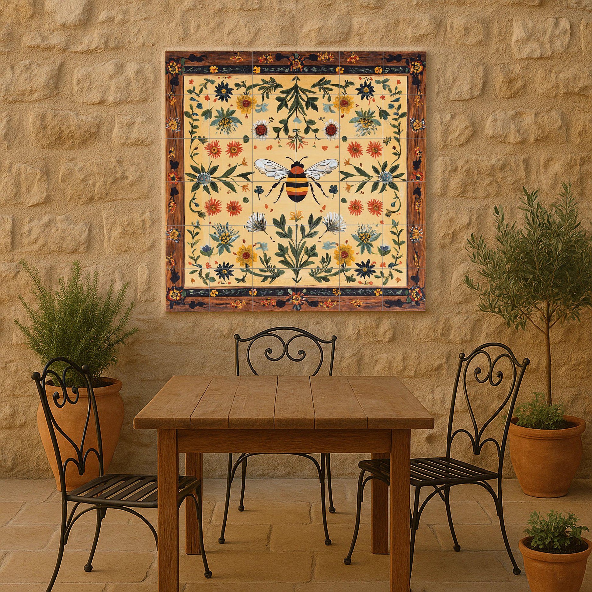 Esloveno con motivos di Api — Arte Popolare e Ornamentale, Arte da Parete in Ceramica