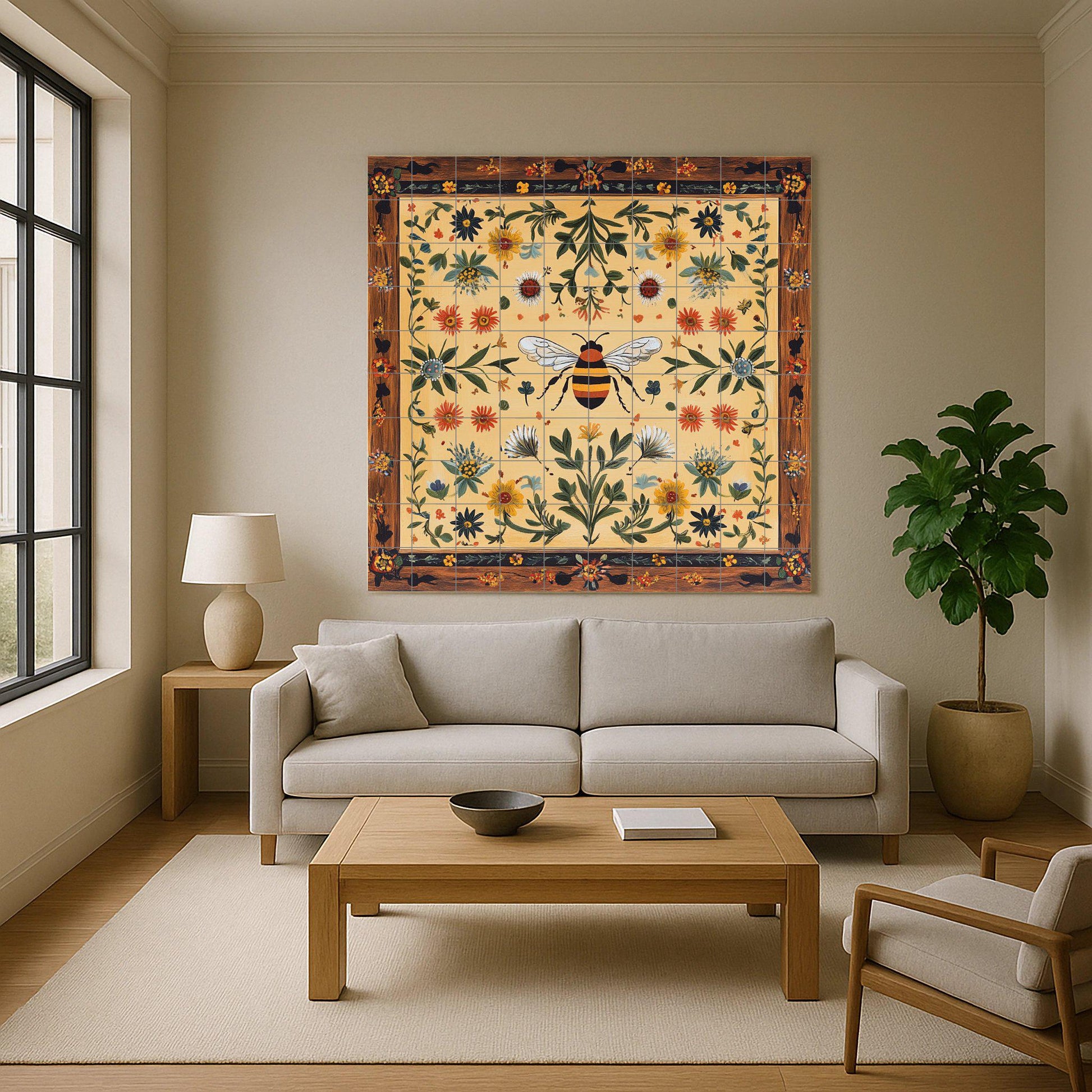 Esloveno con motivos di Api — Arte Popolare e Ornamentale, Arte da Parete in Ceramica