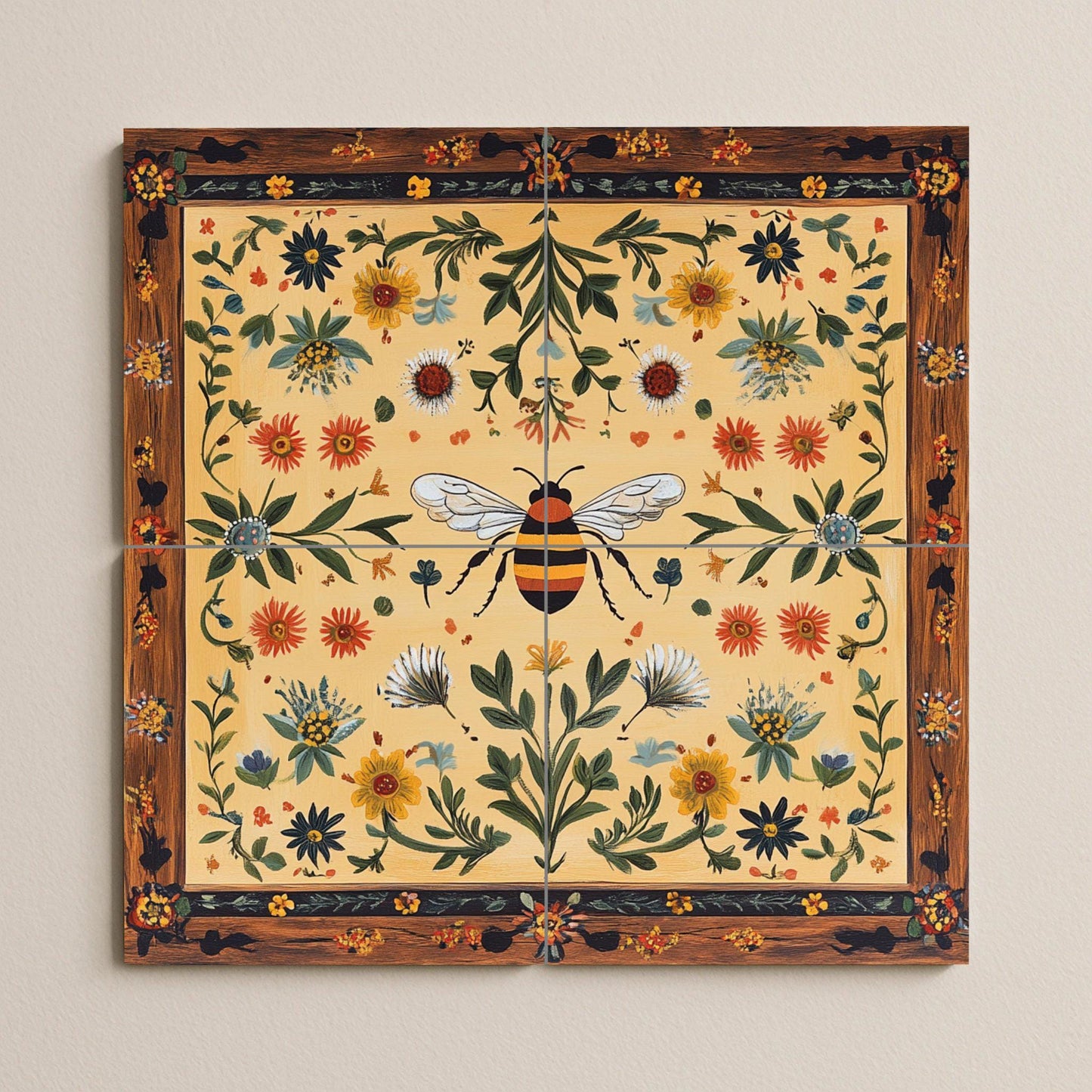 Esloveno con motivos di Api — Arte Popolare e Ornamentale, Arte da Parete in Ceramica