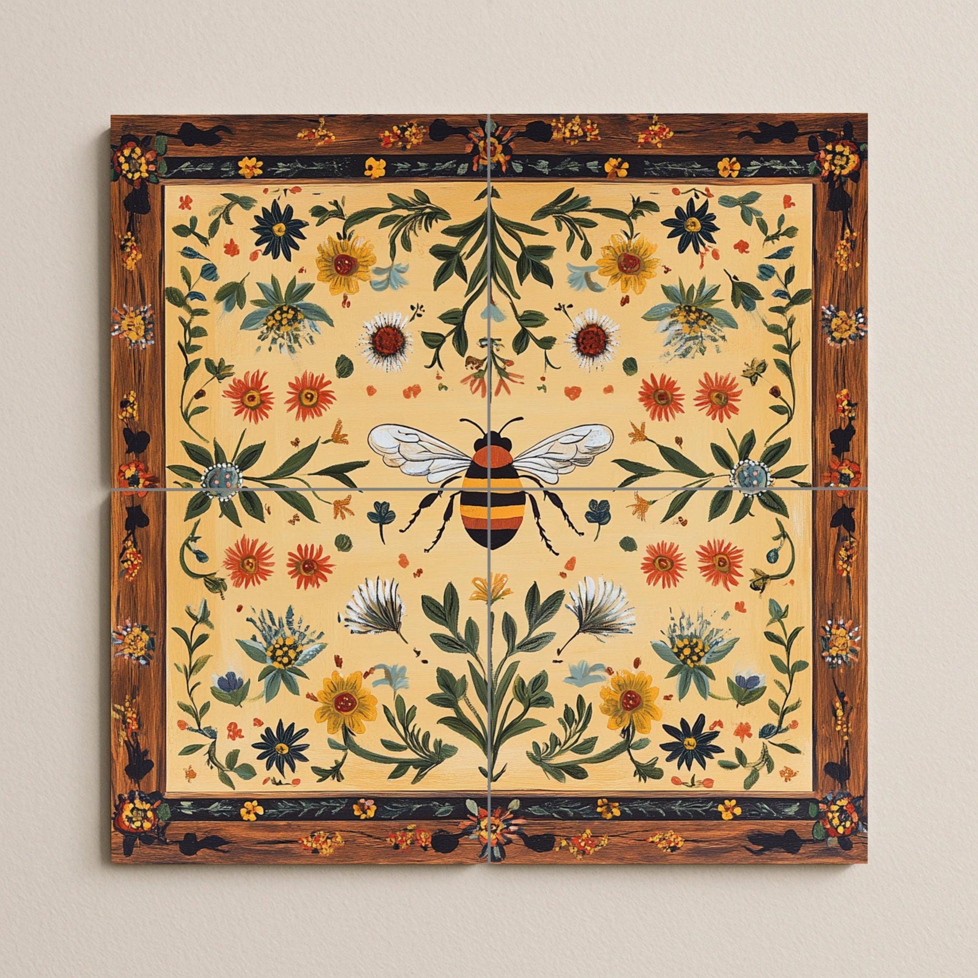 Esloveno con motivos di Api — Arte Popolare e Ornamentale, Arte da Parete in Ceramica