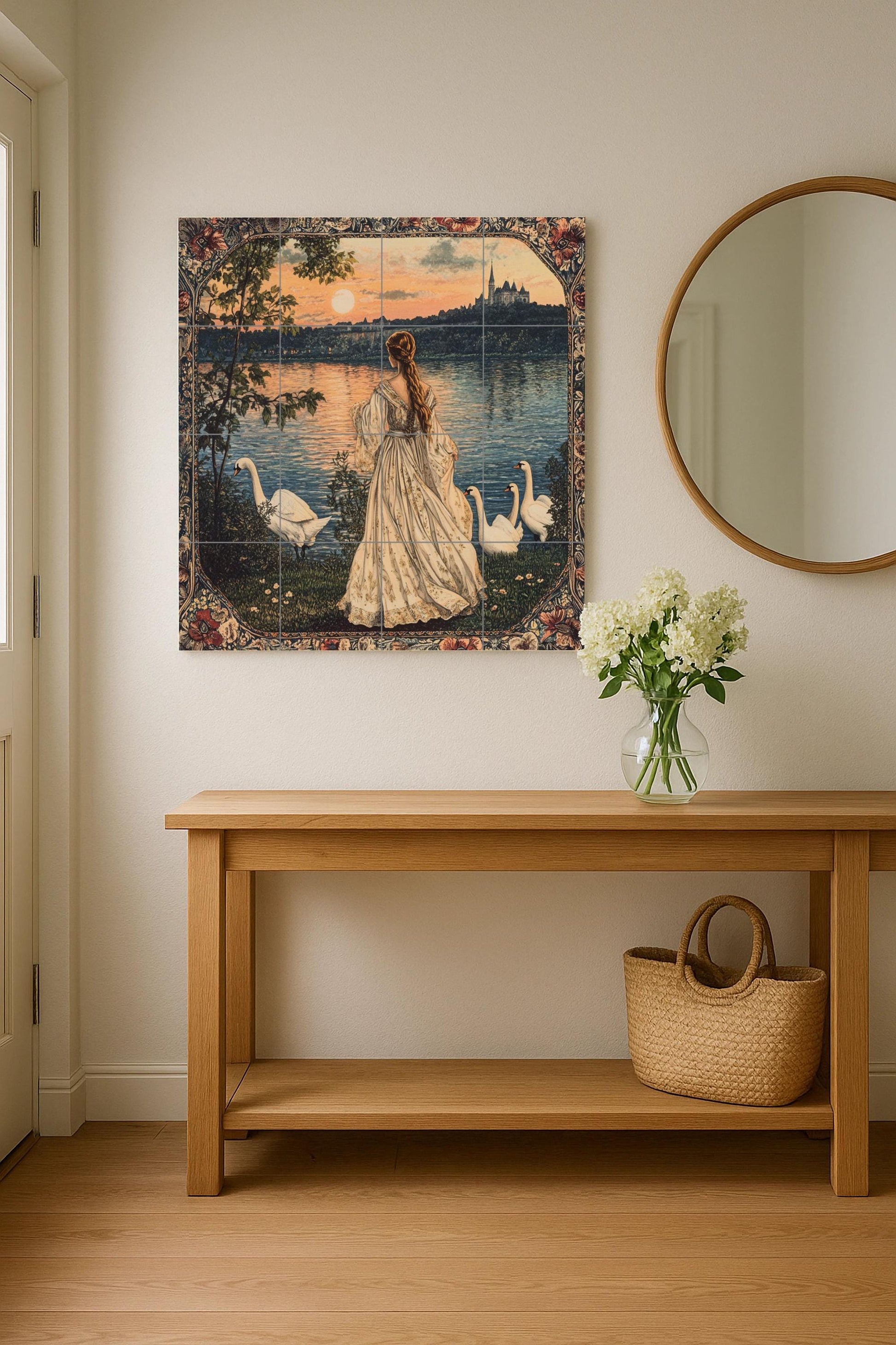 French · Ceramic Wall Mural — Flowers & Landscape Art