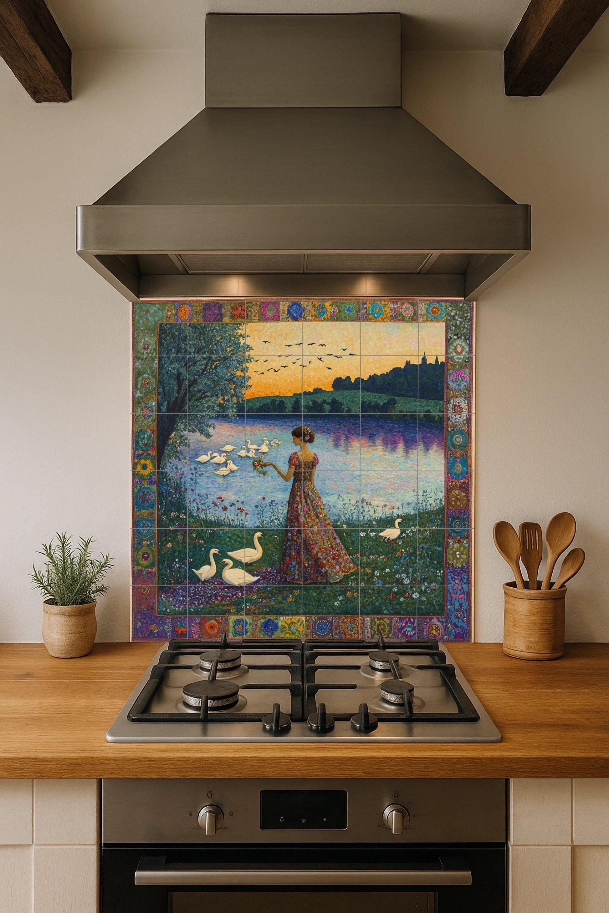 Art Nouveau · Ceramic Wall Mural — Nature Wall Art