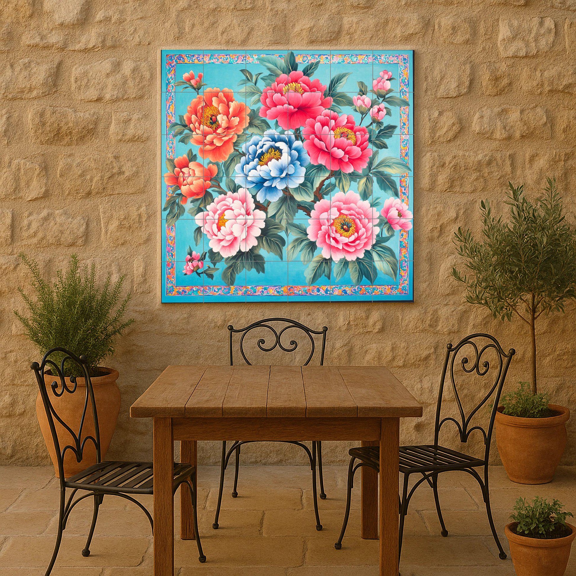 Chino · Murale Ceramico — Decoro Giardino e Natura