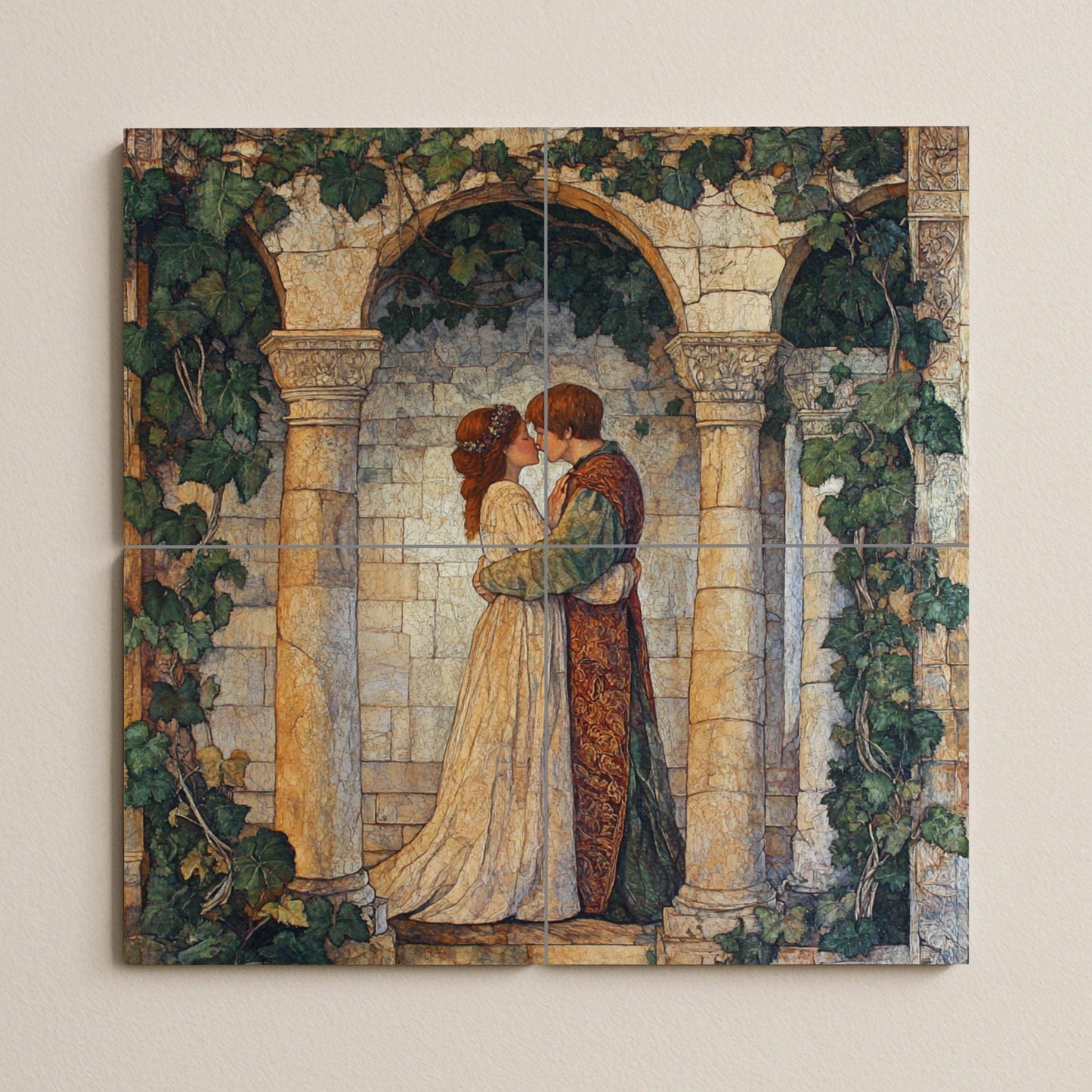 Mural cerámico de romance shakespeariano