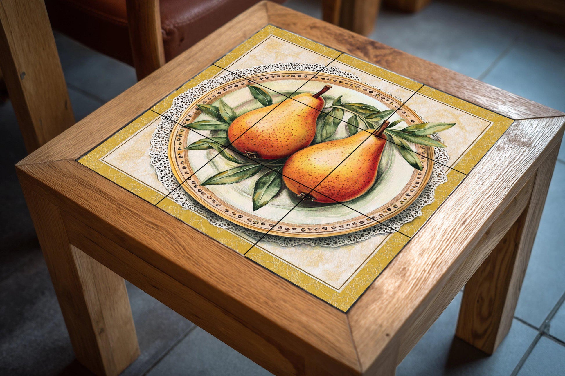 Cerámica Rustic with peras — Rustic Farmhouse Art · Ceramic Tile Mural