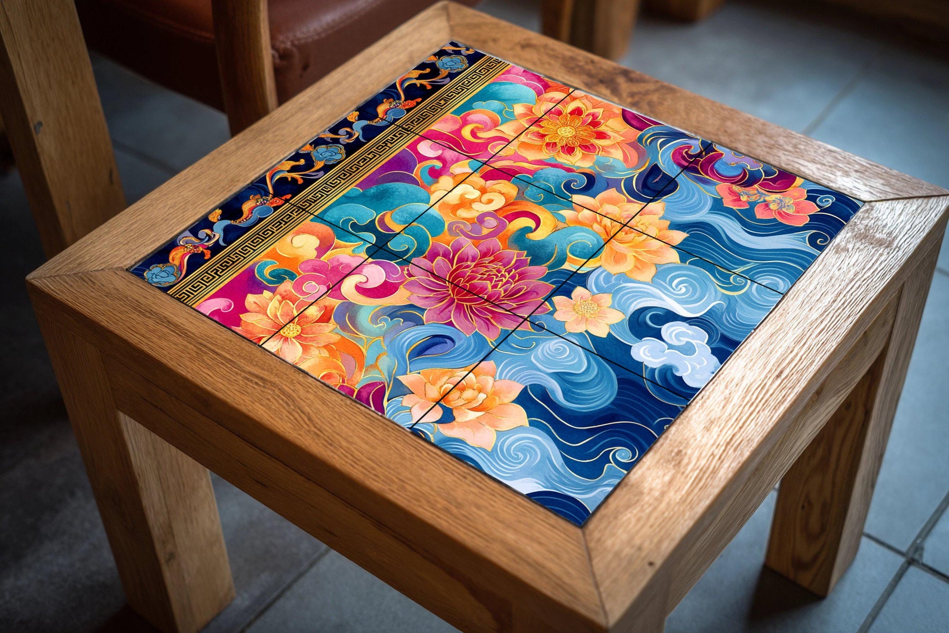 Fresque en Carrelage Cerámica thangka tibetana — Décor Jardin et Nature
