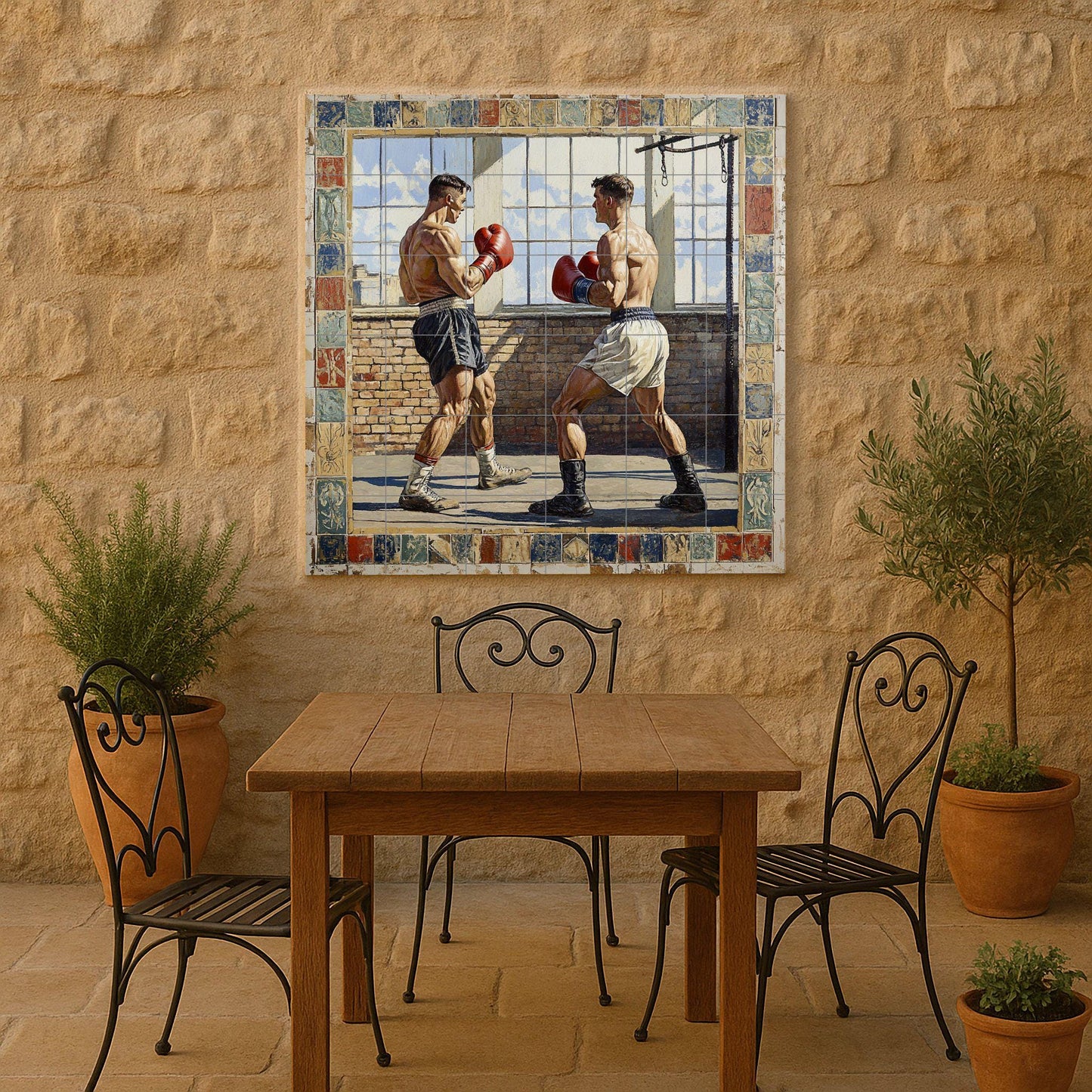 Ceramic Tile Mural: Boxeo Vintage — Ornamental Wall Panel
