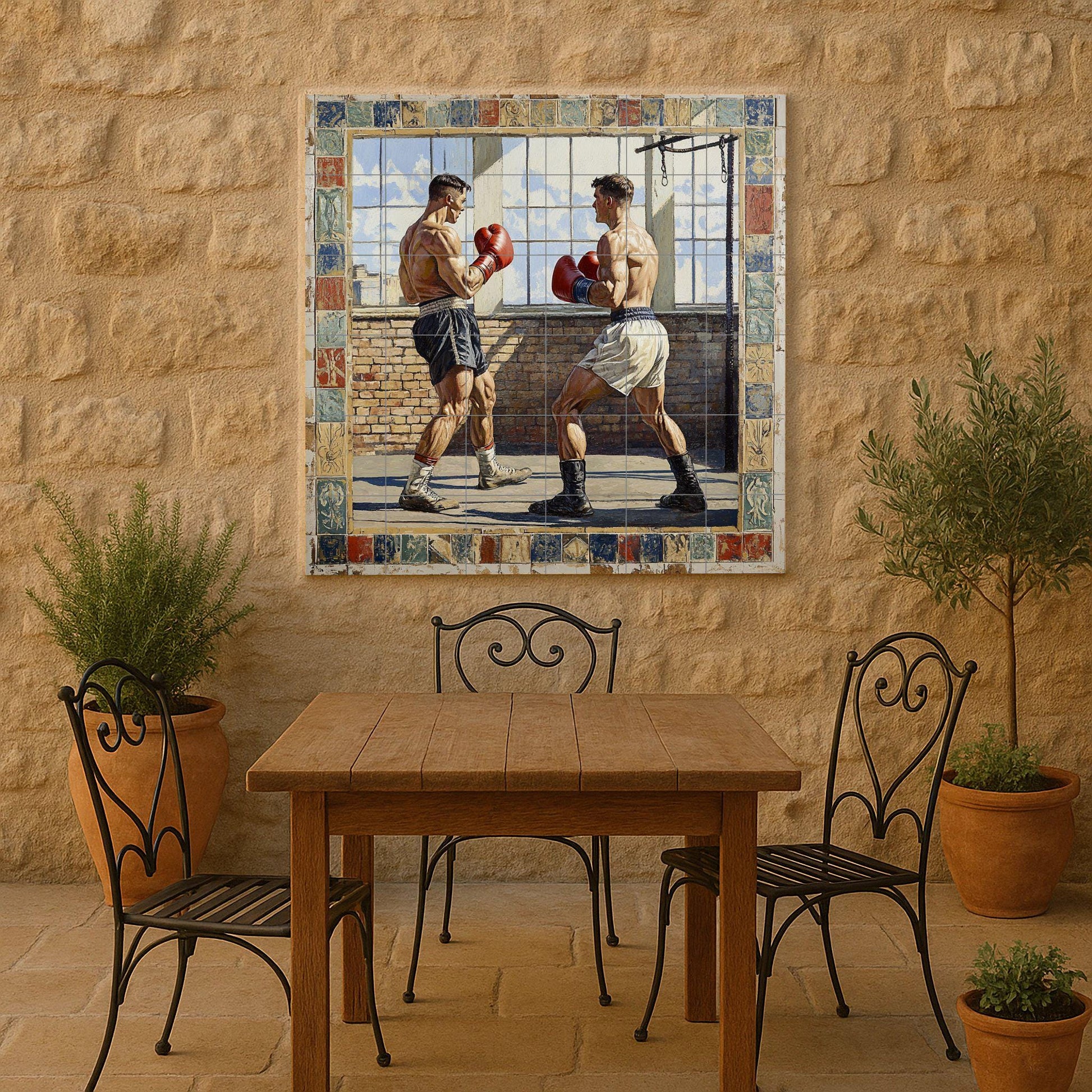 Ceramic Tile Mural: Boxeo Vintage — Ornamental Wall Panel