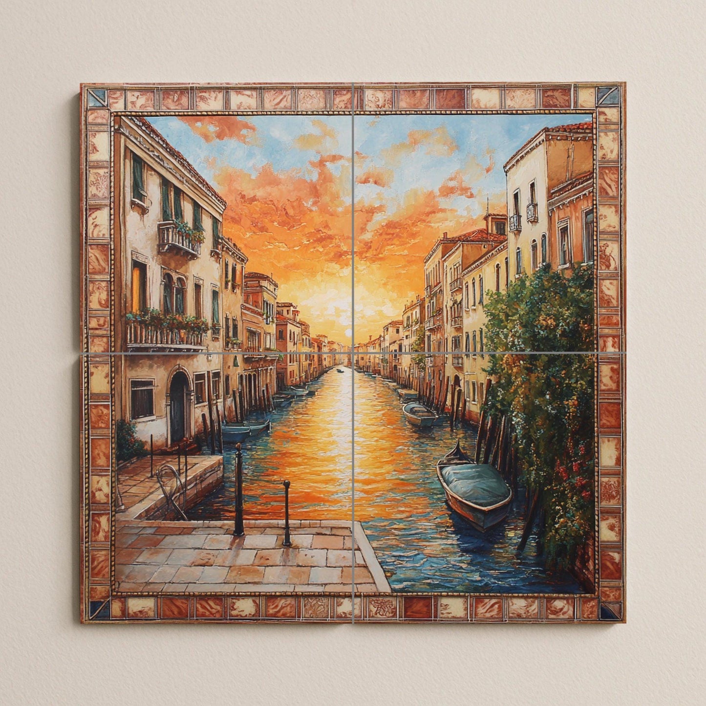 Fliesenbild Sonnenuntergang in der Kanal von Aveiro — Reise-Wanddekor
