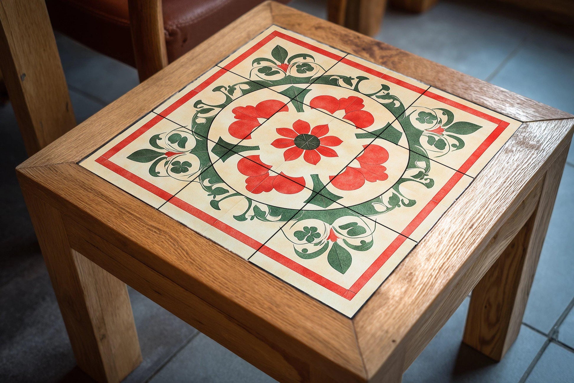 Geometrisch vietnamita — Botanische Landschaft, Wandkunst aus Keramikfliesen