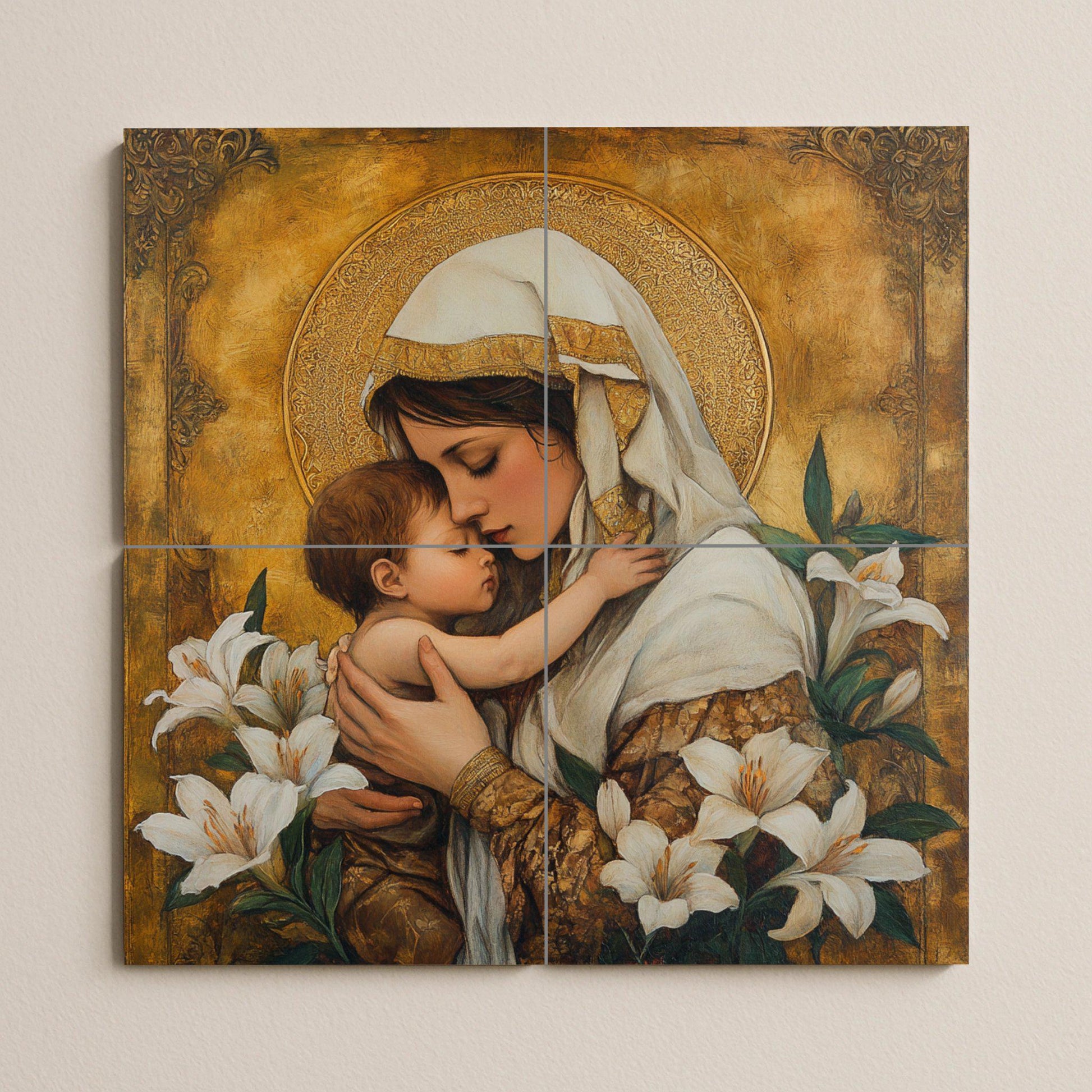 Sacra Madre e il Niño — Arte Cristiana da Parete, Arte da Parete in Ceramica