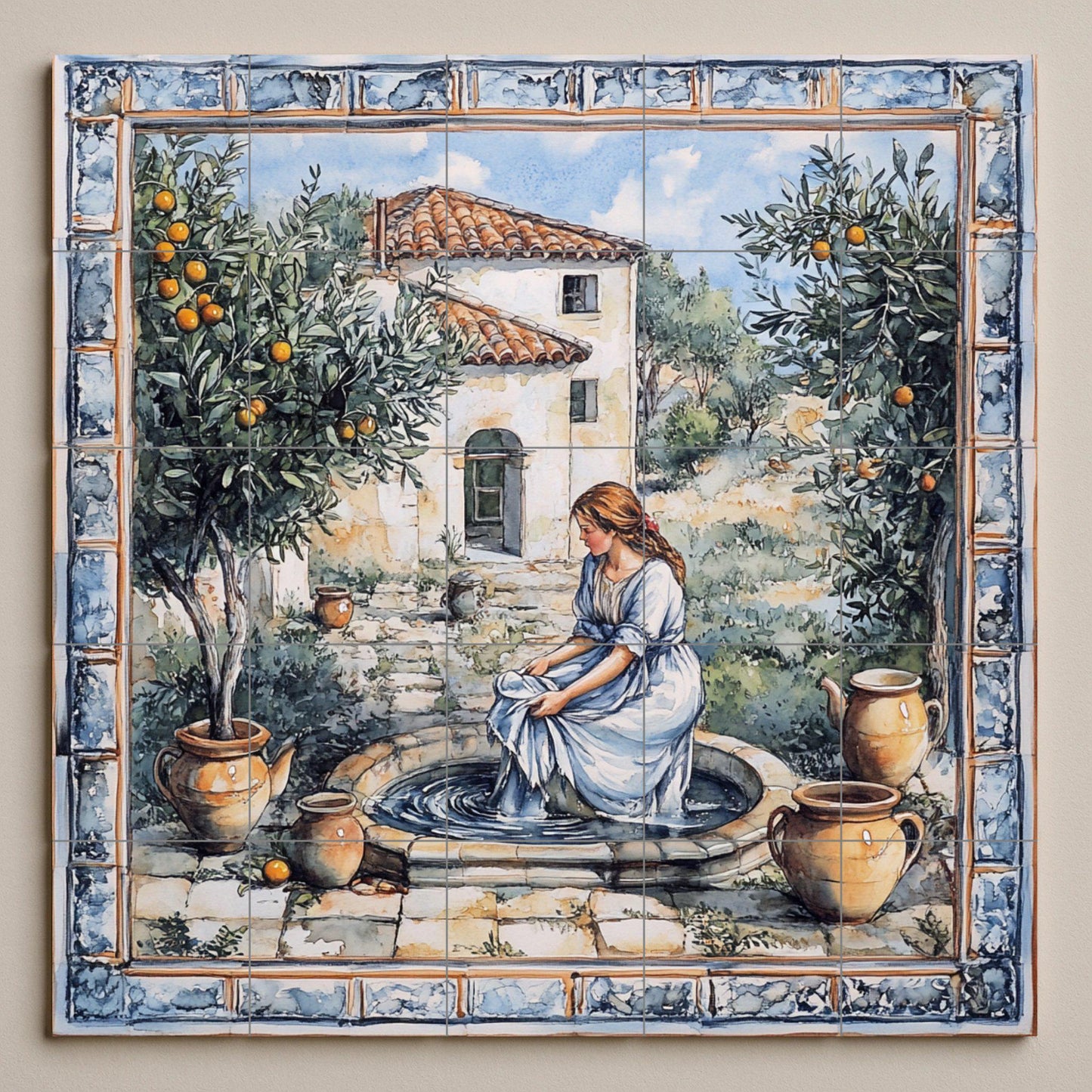 Courtyard Mediterranean — Kitchen & Country Scene · Ceramic Tile Mural