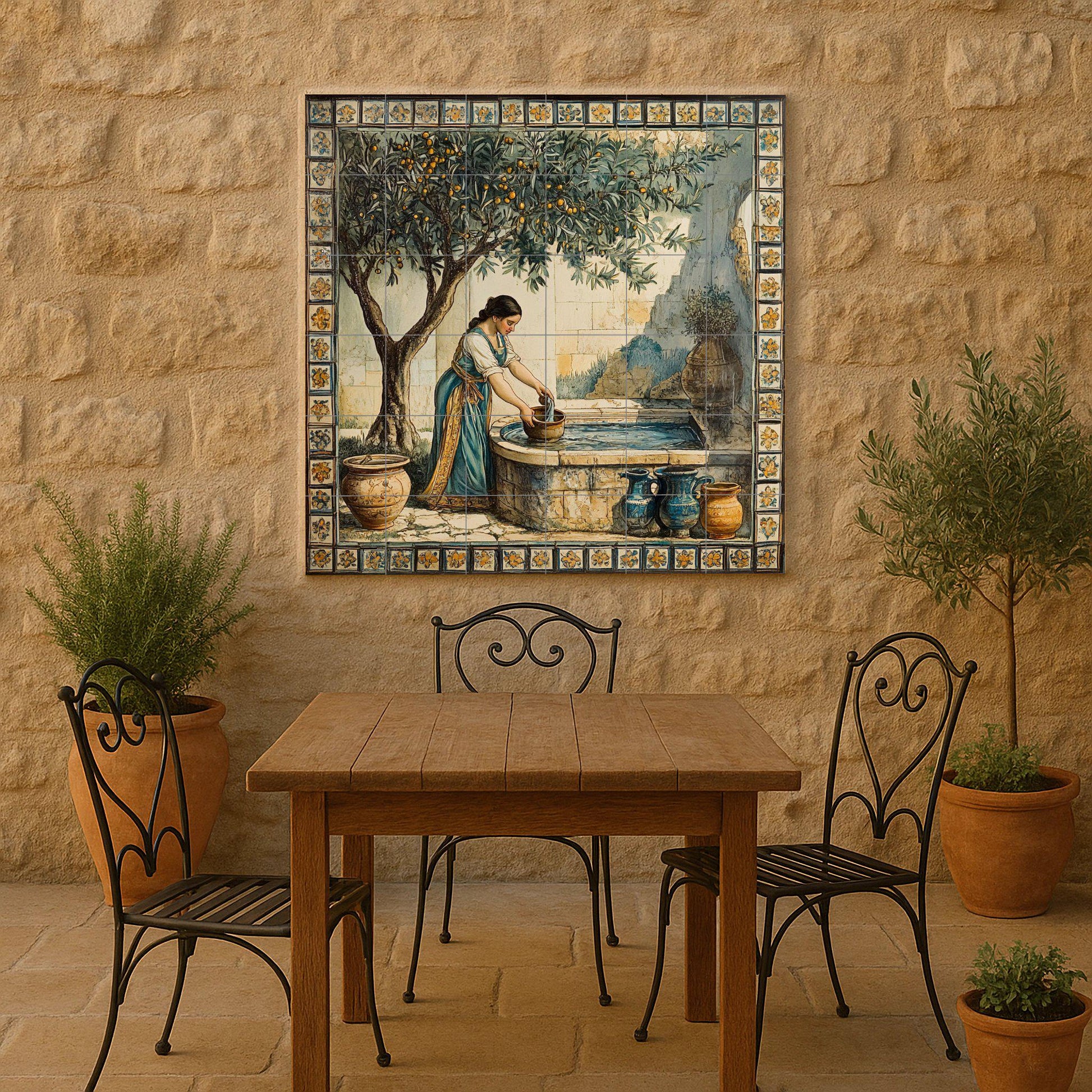 Una fuente mediterránea — Paysage Botanique, Art Mural en Céramique