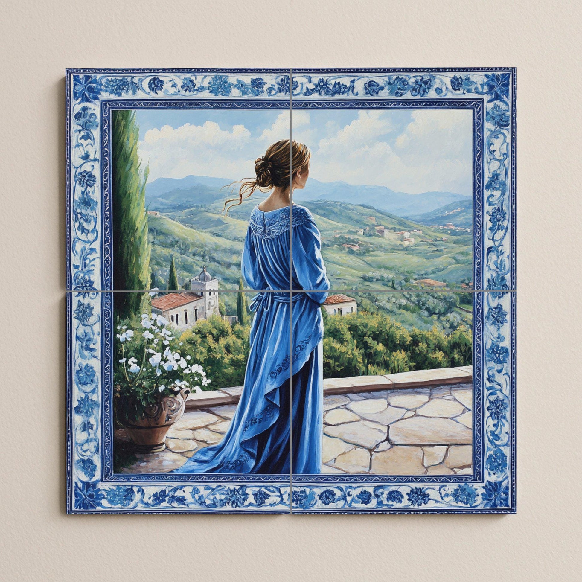 "the Lady Blue · Ceramic Wall Mural — Botanical Landscape