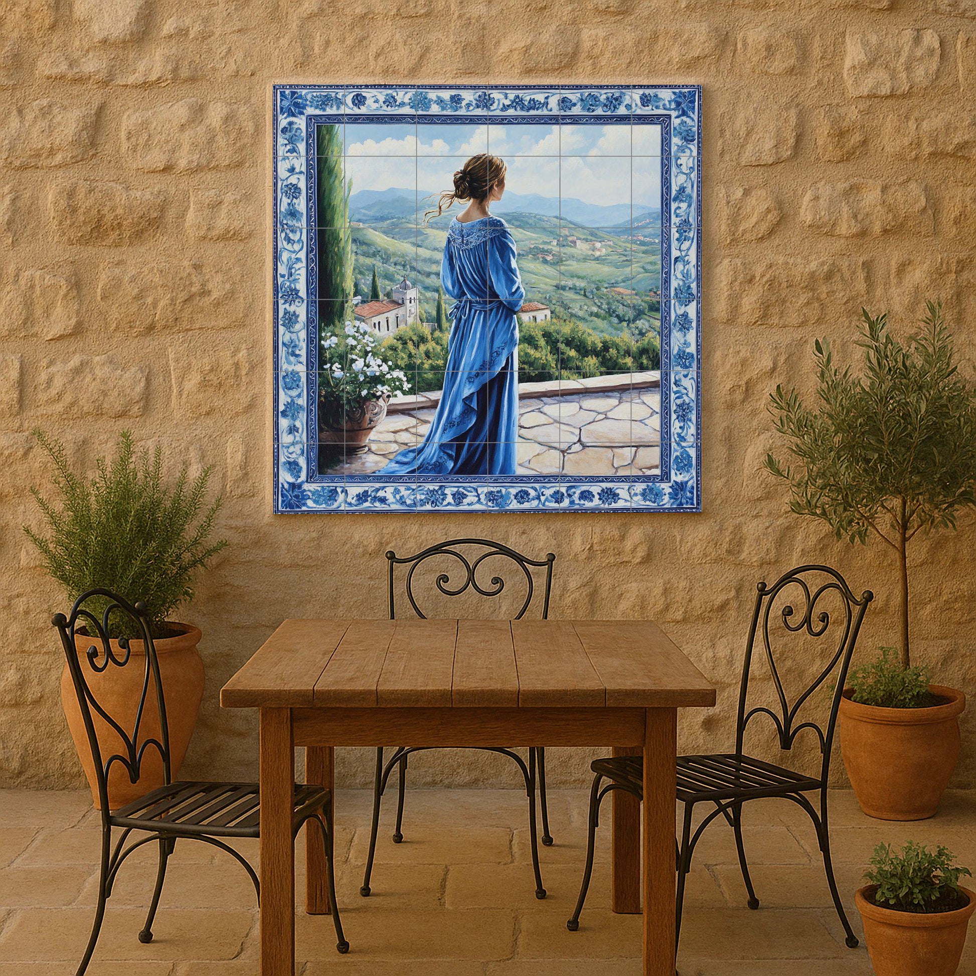 "the Lady Blue · Ceramic Wall Mural — Botanical Landscape
