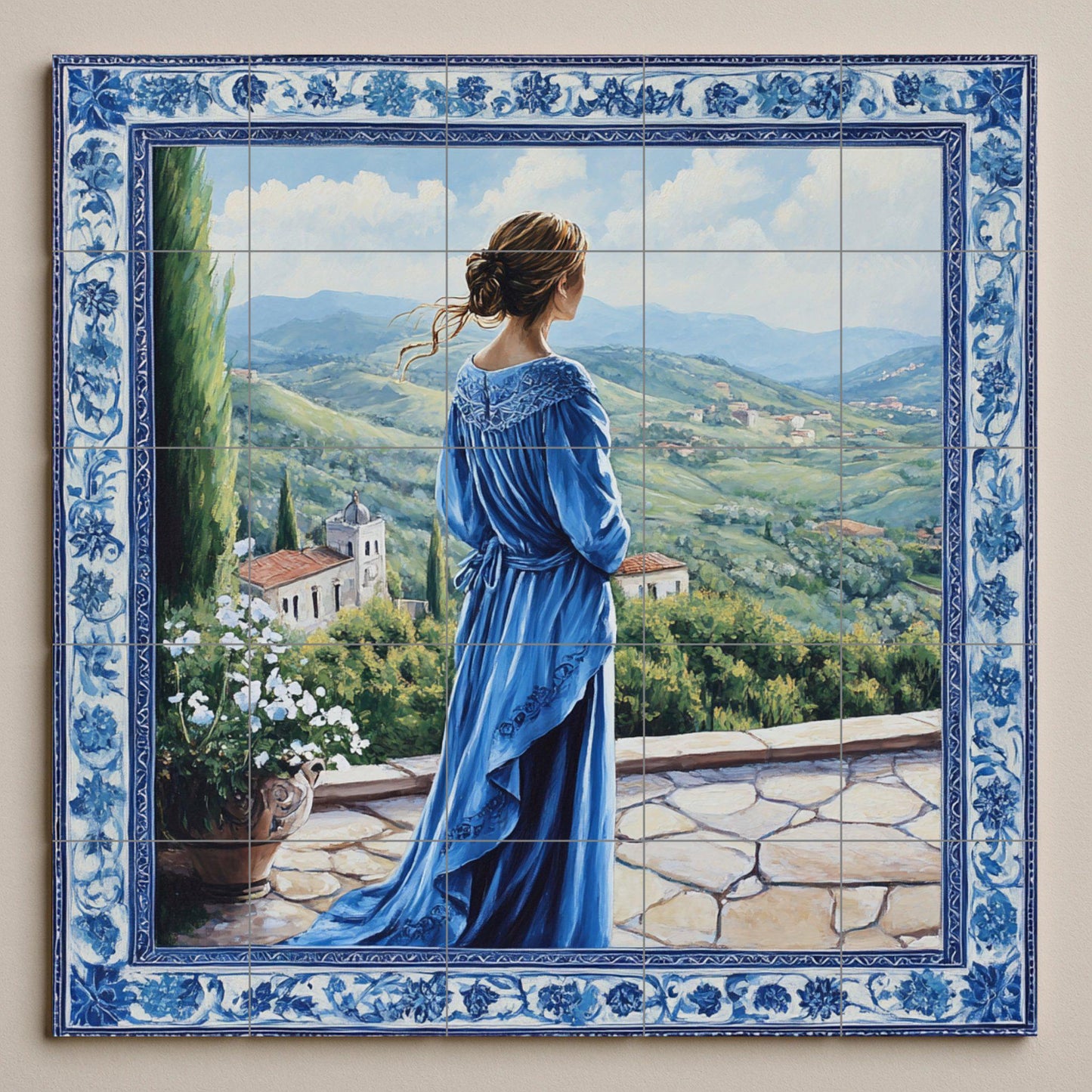 "the Lady Blue · Ceramic Wall Mural — Botanical Landscape