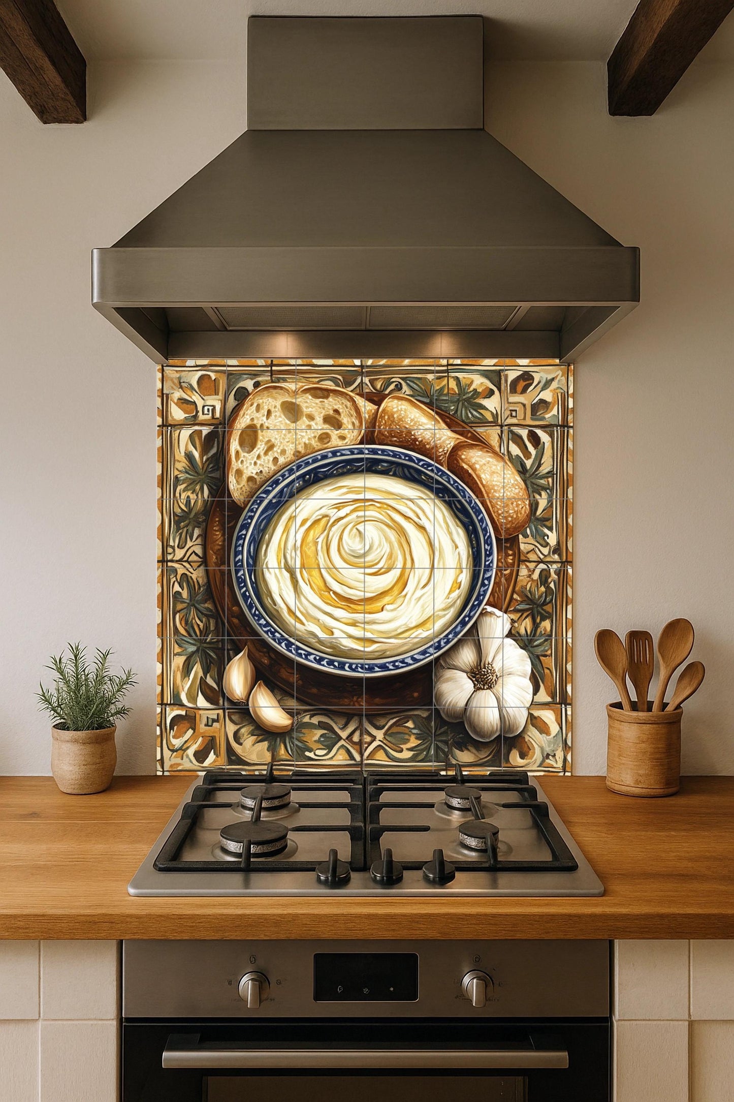 Alioli Catalán — Kitchen & Country Scene · Ceramic Tile Mural