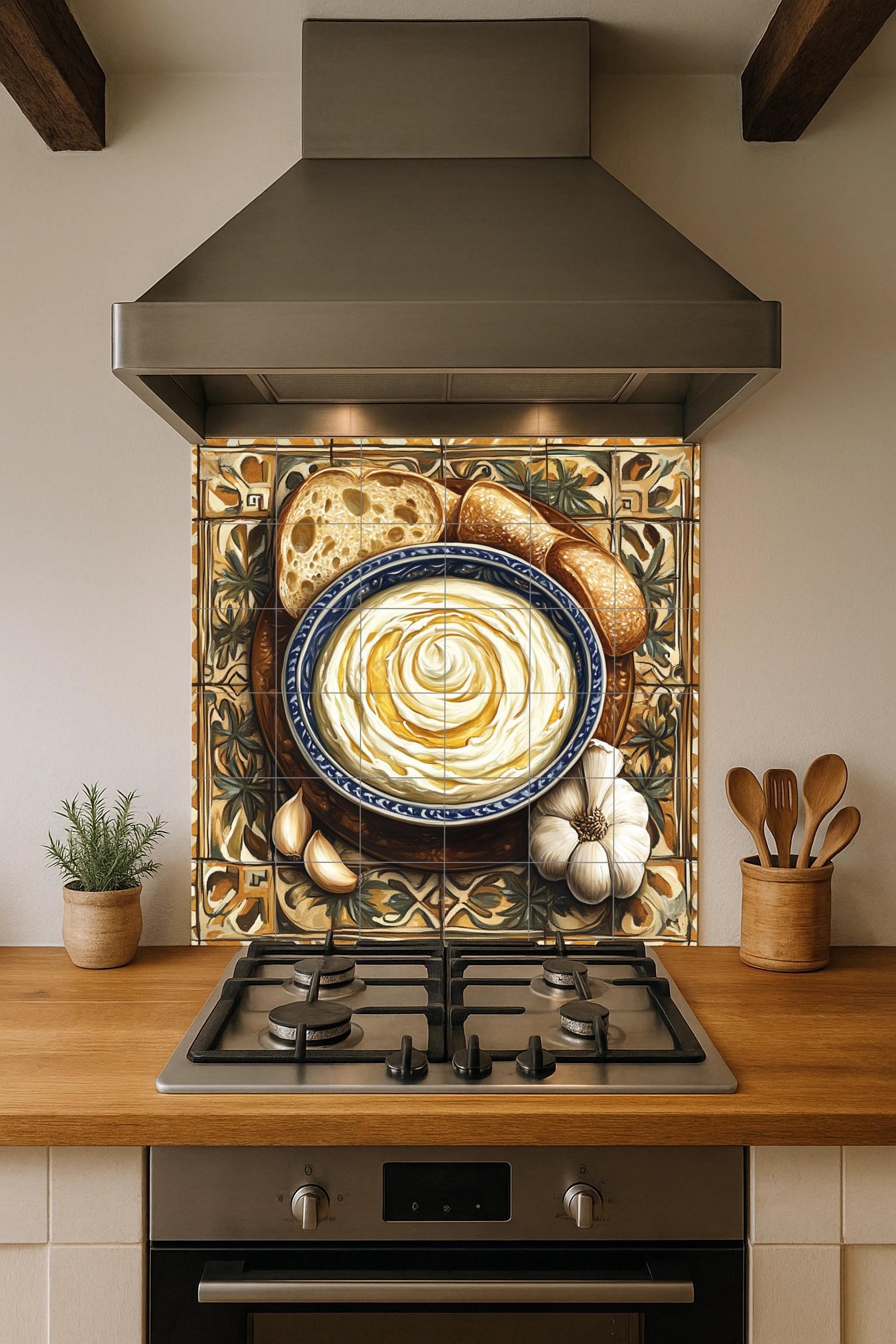 Alioli Catalán — Kitchen & Country Scene · Ceramic Tile Mural
