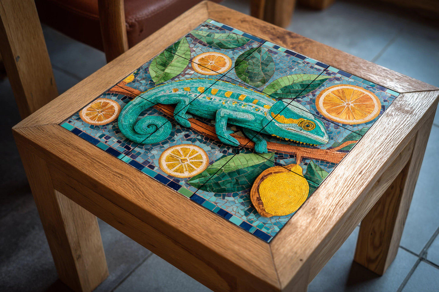 Mosaico di camaleón — Murale in Piastrelle di Ceramica · Arte Rustica di Fattoria